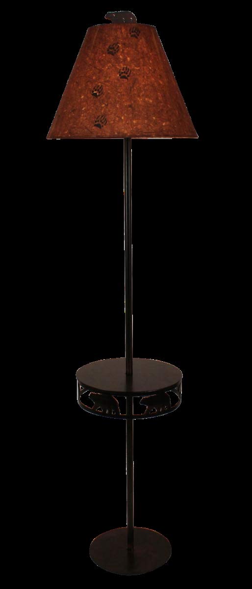 17-R58A Burnt Sienna Iron Round Bear Band Drink Table Tray Lamp - Rustic Home Decor for Living Room, Bedroom, or Coffee Shop
