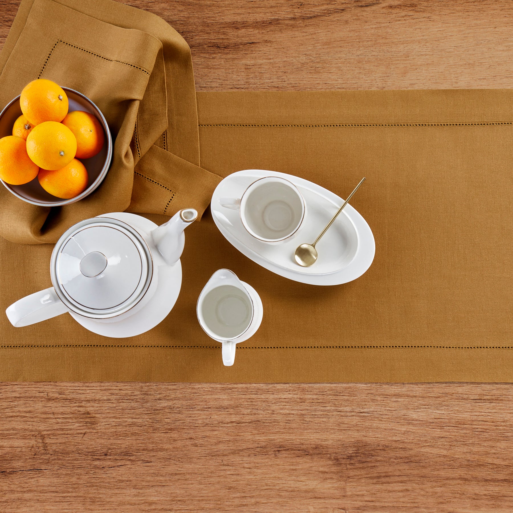 Elegant Classic Hemstitch Table Runner - White Linen Dining Table Decor for Weddings, Holidays & Home Decor