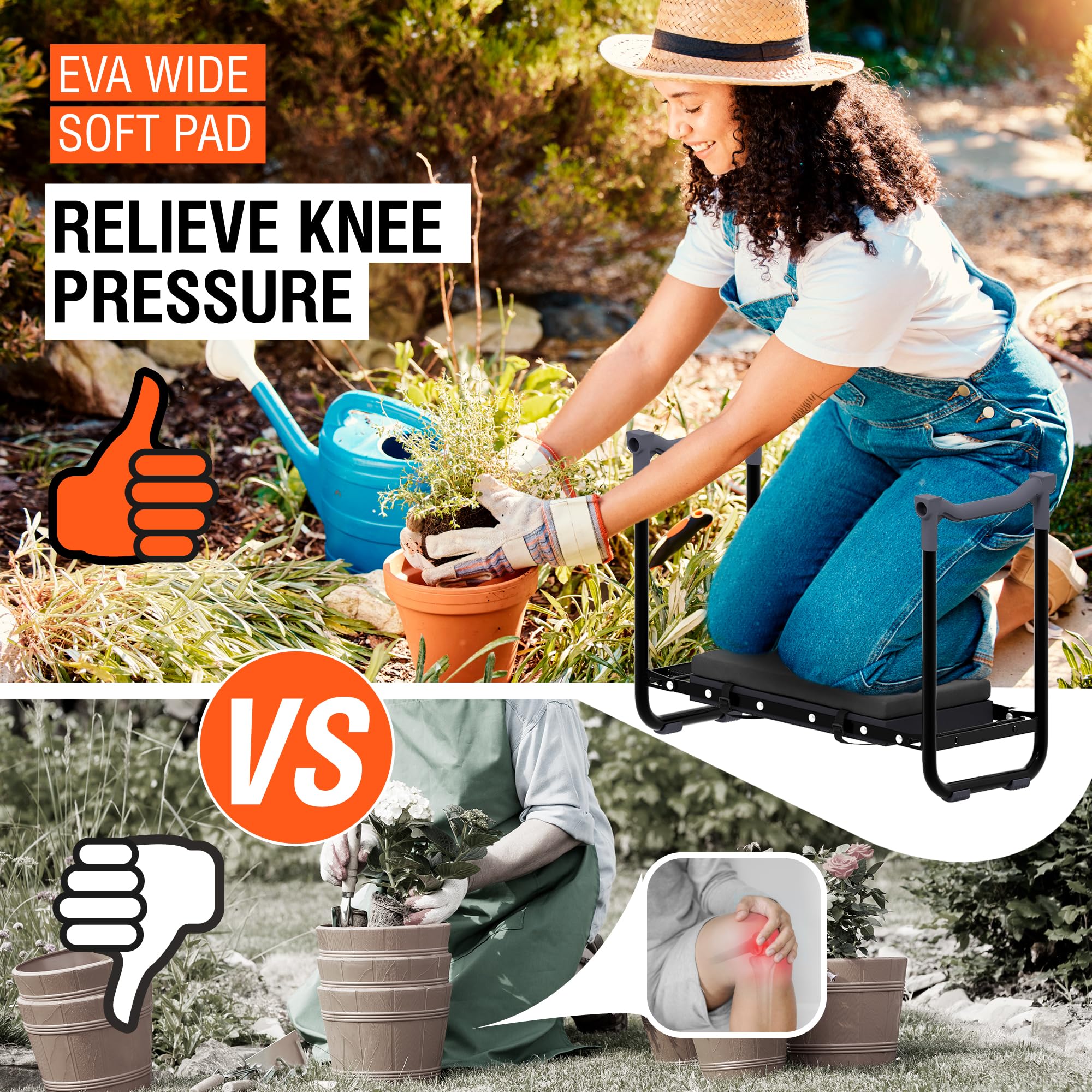 **Ergonomic Garden Kneeler and Seat - Adjustable Gardening Stool with Handles for Seniors & Adults - Comfortable Kneeling Bench for Planting, Weeding & Outdoor Work - Perfect for Home, Yard & Garden Use**