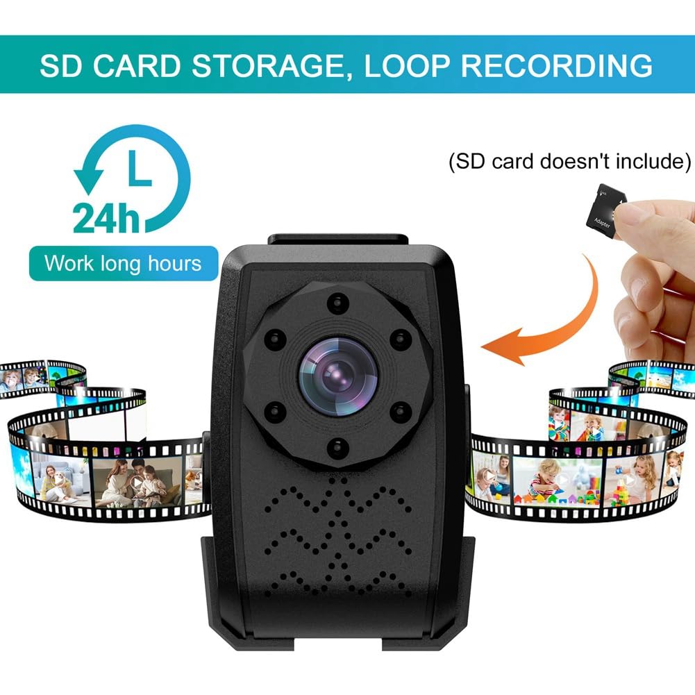 HD Night Vision Security Camera with Smart Audio & Video - Clip-On Surveillance Camera for Home, Easy to Install & Use - Perfect for Baby Monitoring, Pet Watching & Home Security