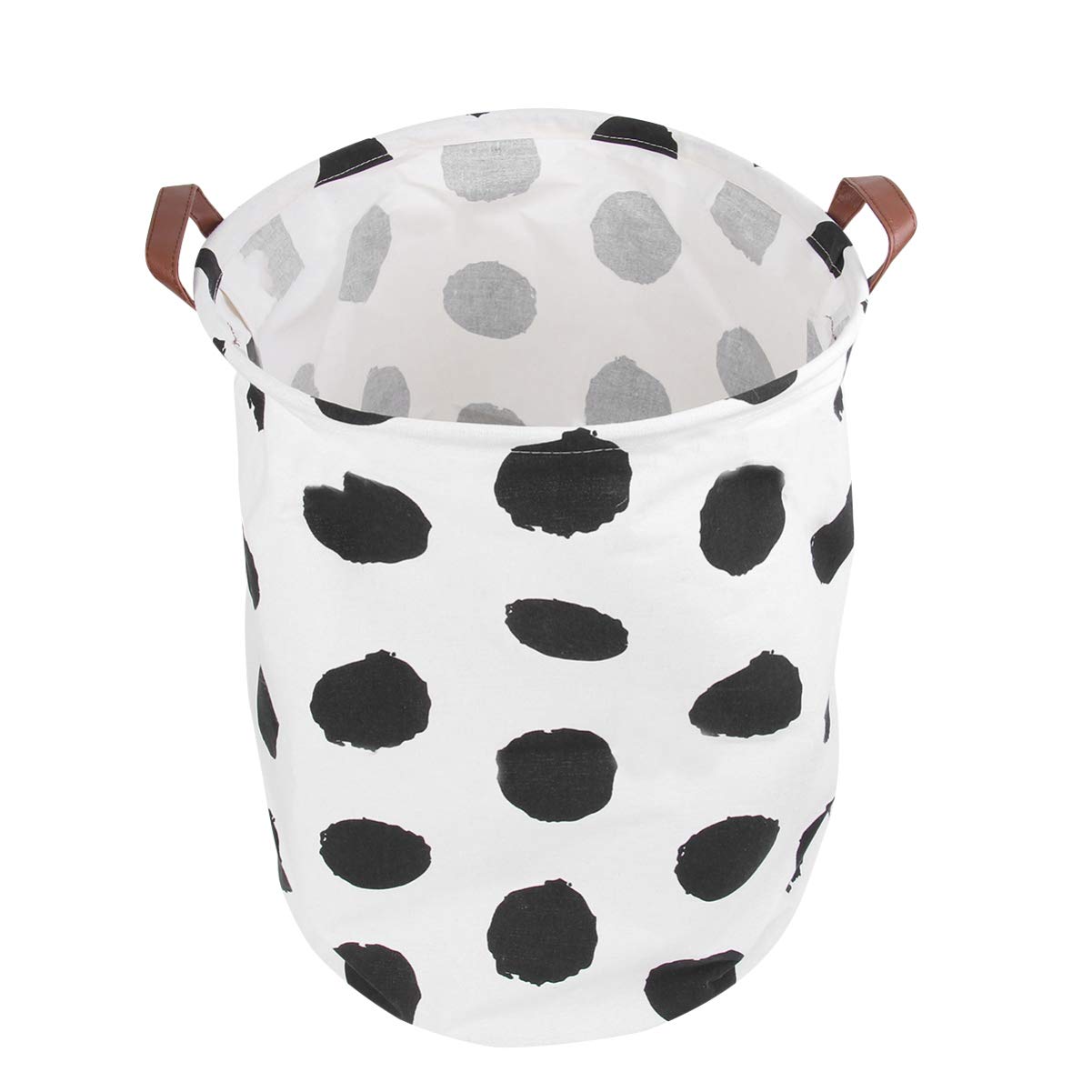 HEMOTON Foldable Round Laundry Hamper Basket - Cotton Linen Storage Organizer for Clothes, Toys & Home Essentials | Perfect for Bedroom, Bathroom & Closet Organization