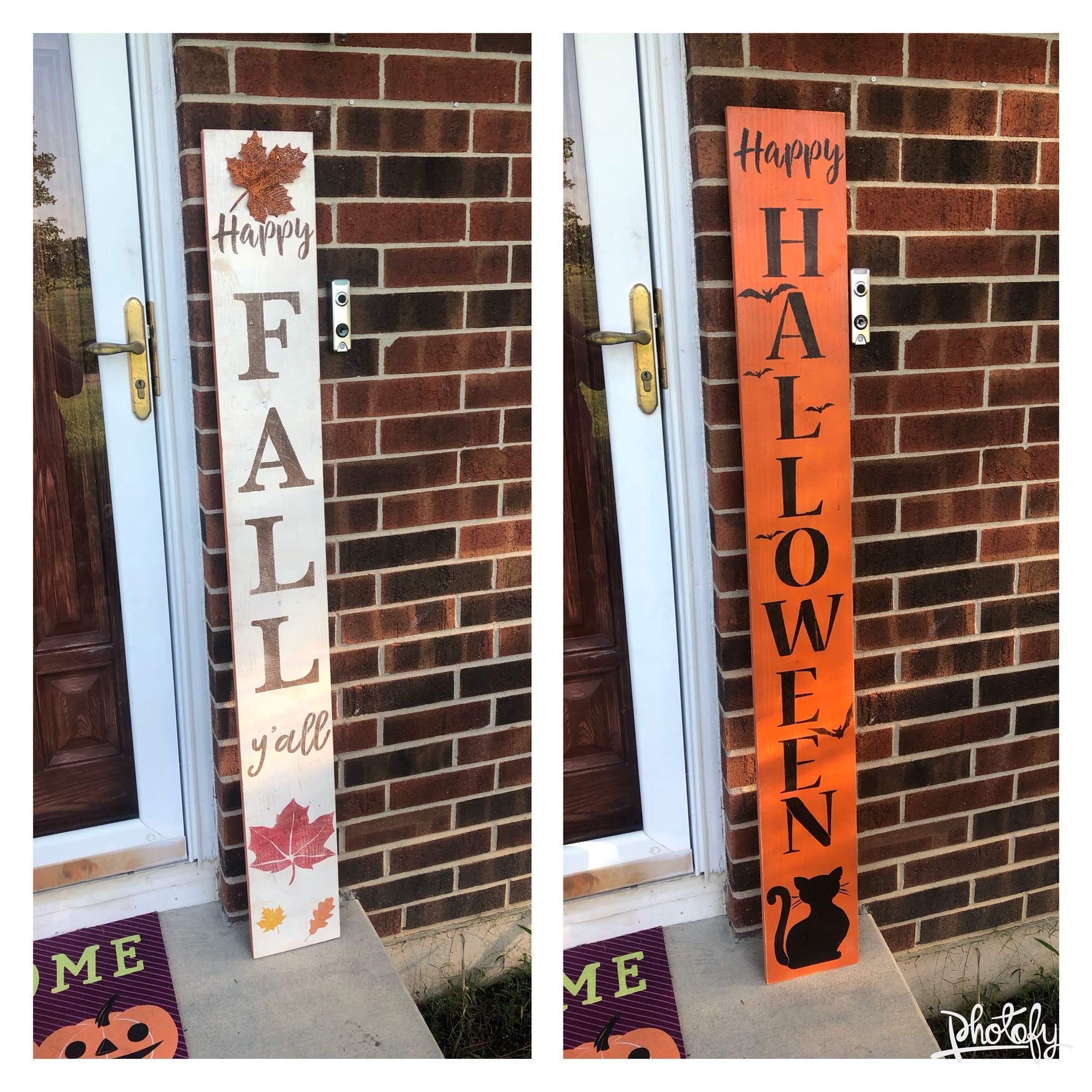 Reversible Front Porch Sign - Customizable XOXO Valentine's Day, Easter & St. Patrick's Holiday Decor - 5ft Two-Sided Handmade Housewarming Gift for Wife & Mom (Cream/Brown/Orange/Yellow/Red) - Perfect for Seasonal Home Decor & Outdoor Welcome Signs