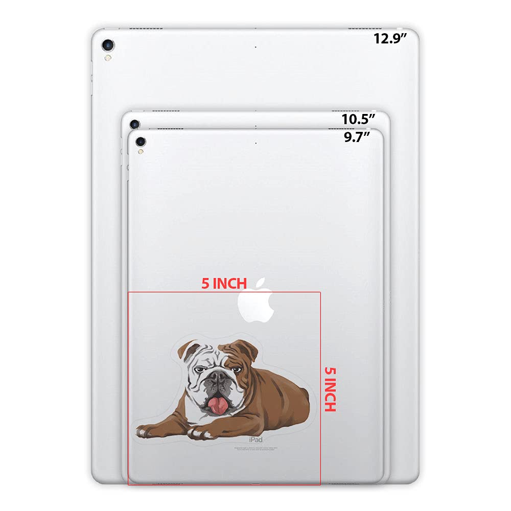 Set of 2 Lying English Bulldog Vinyl Decal Stickers - 5x5 Inch Removable Wall Art for iPad, MacBook, Laptop, Car, Window - Perfect for Home, Office & School Decor