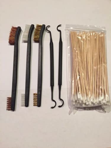 5-Piece Gun Cleaning Kit for Rifle & Pistol - Includes 3 Brushes, 2 Picks & 100 Cotton Swabs | Firearm Maintenance Tool for Home, Range & Hunting Use