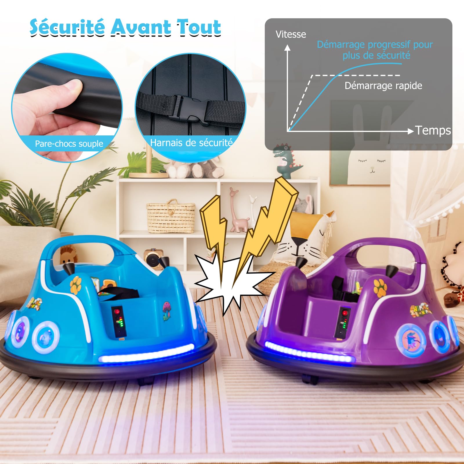 DREAMADE 12V Electric Bumper Car for Kids Ages 3+ with 2.4G Remote Control, 360° Rotation, LED Lights & Music - Wireless Ride On Toy for Indoor/Outdoor Play (Blue) - Perfect for Birthday Gifts, Backyard Fun and Family Entertainment