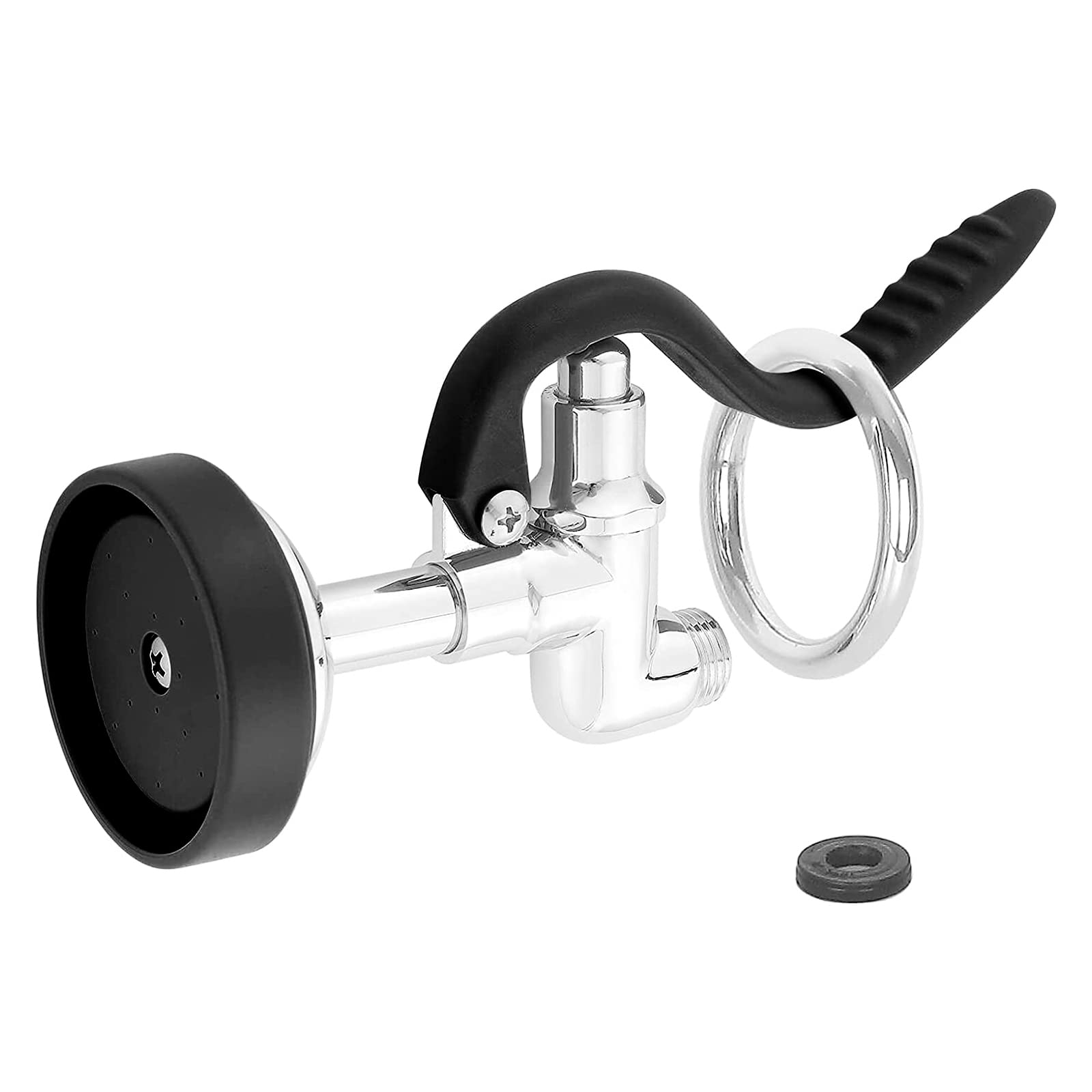 Commercial Kitchen Sink Pre-Rinse Spray Valve - 1.42 GPM High Pressure Faucet Sprayer Head with Chrome Polished Nozzle Replacement Kit (Black) - Perfect for Restaurant, Food Truck & Commercial Dishwashing Stations