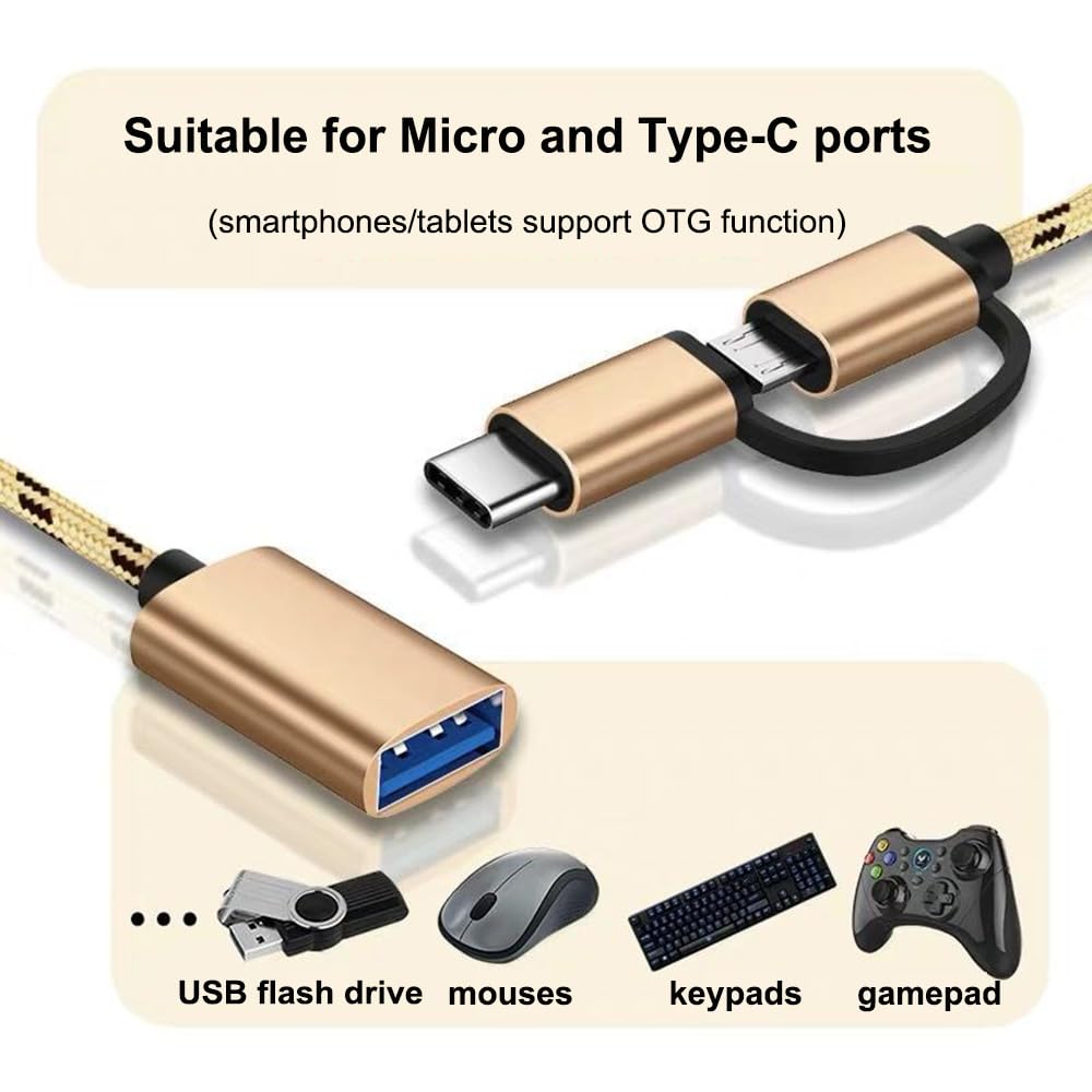 2-in-1 USB C/Micro to USB Adapter - Compatible with Samsung Galaxy & Pixel for Fast Data Transfer