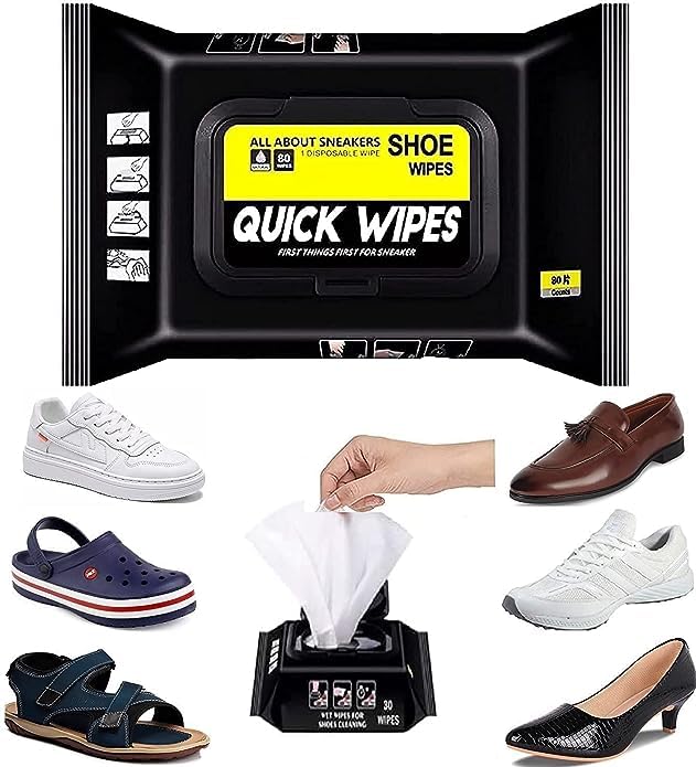 BEEJAY 80-Pack Shoe Cleaning Wipes for Sneakers - Instant Stain Remover & Dirt Cleaner for Shoes | Quick & Easy Shoe Care Solution for Gym, Travel & Everyday Use