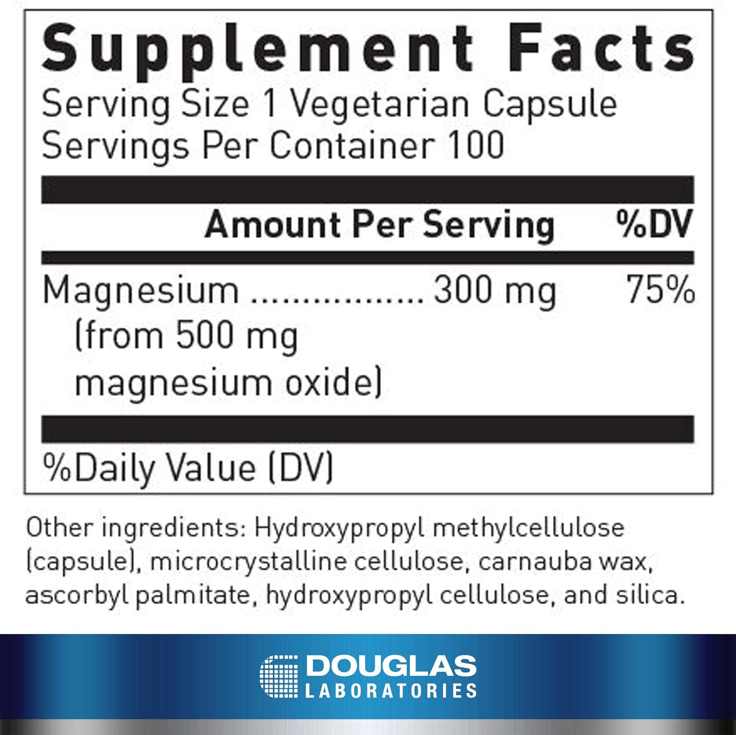 Douglas Labs Magnesium Oxide Supplement - 100 Capsules for Muscle Support, Nerve Health & Relaxation - Ideal for Athletes, Stress Relief & Better Sleep