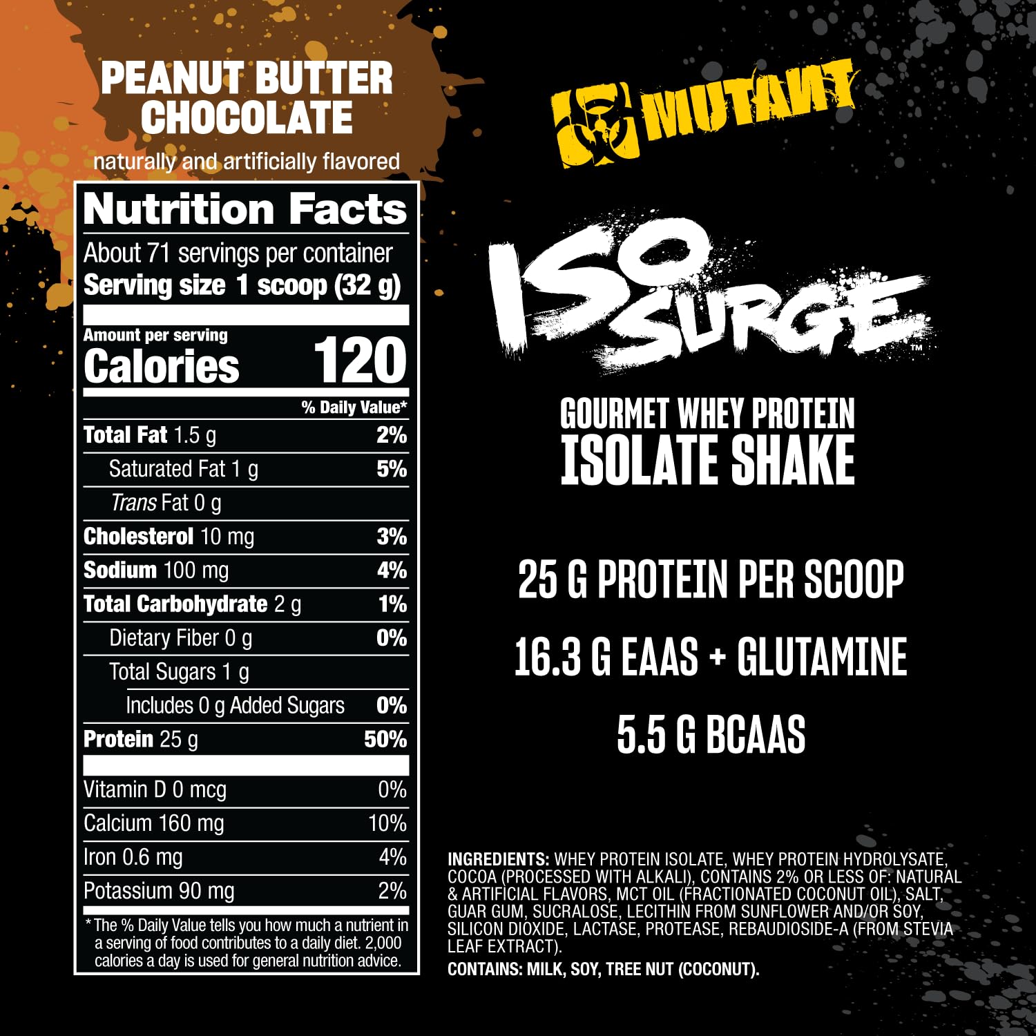 Mutant ISO Surge Whey Protein Isolate Powder - Fast Muscle Recovery & Growth, 5lb Peanut Butter Chocolate Flavor - Ideal for Post-Workout, Bulking & Strength Training