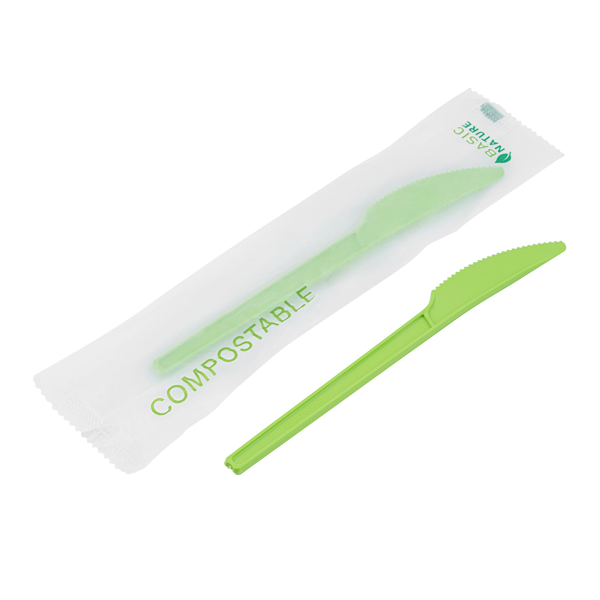 Eco-Friendly Green CPLA Compostable Plastic Knives - Heat Resistant, 6.5 Inch, 250 Count Bulk Box - Perfect for Parties, Picnics & Sustainable Dining