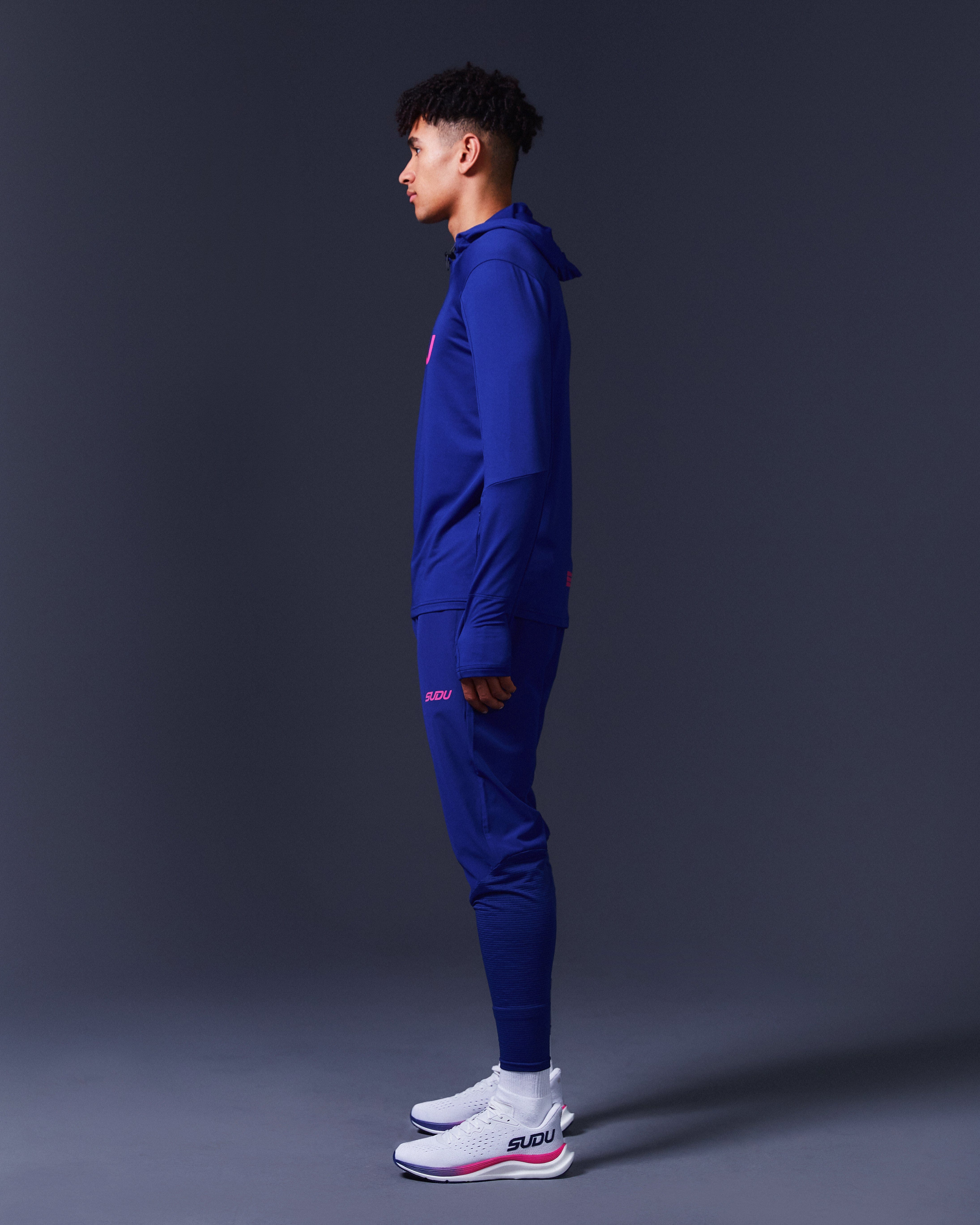 SRH 01 Hoodie - Dark Blue & Pink Pullover Sweatshirt for Men & Women | Casual Streetwear, Gym, Outdoor Activities