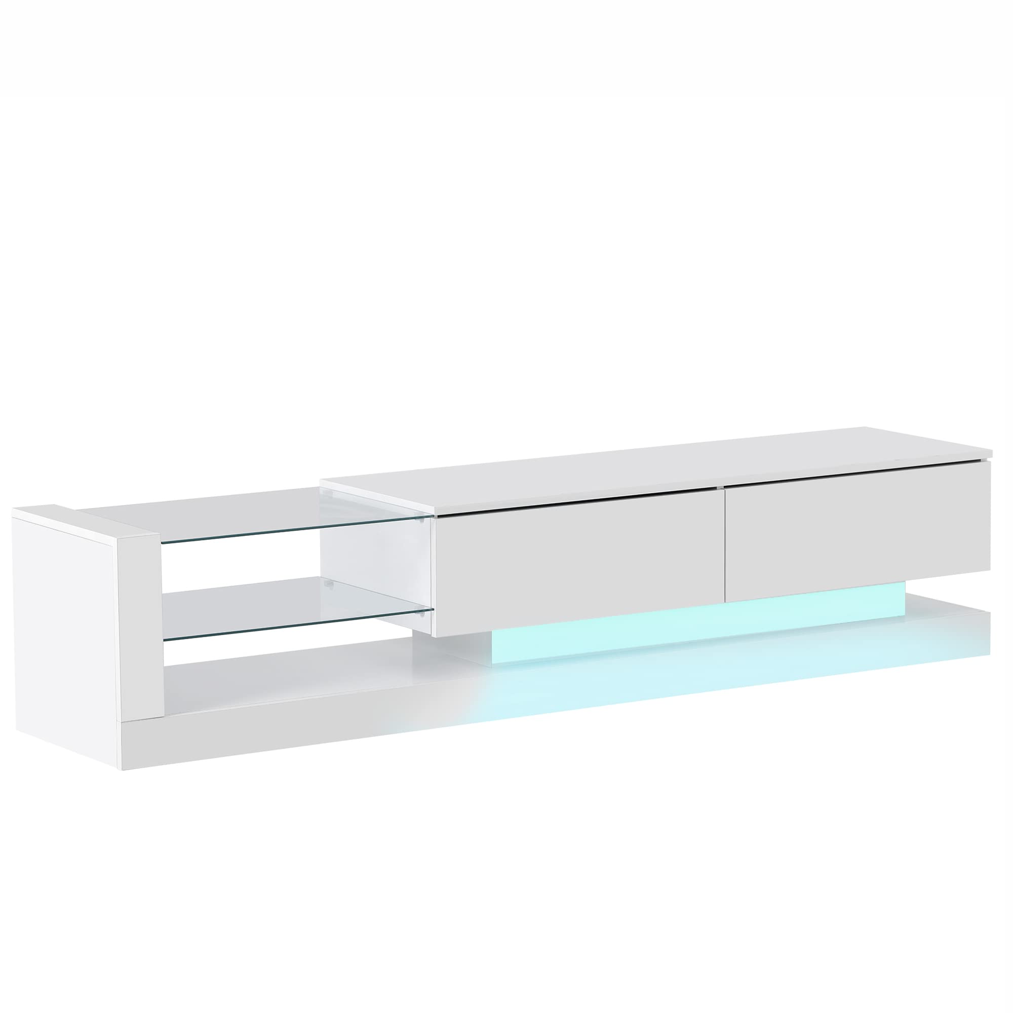 BAMACARED 70 Inch White LED TV Stand for 80 75 70 Inch TVs - Modern Entertainment Center with Storage & LED Lights - Perfect for Living Room, Bedroom & Home Theater Setup
