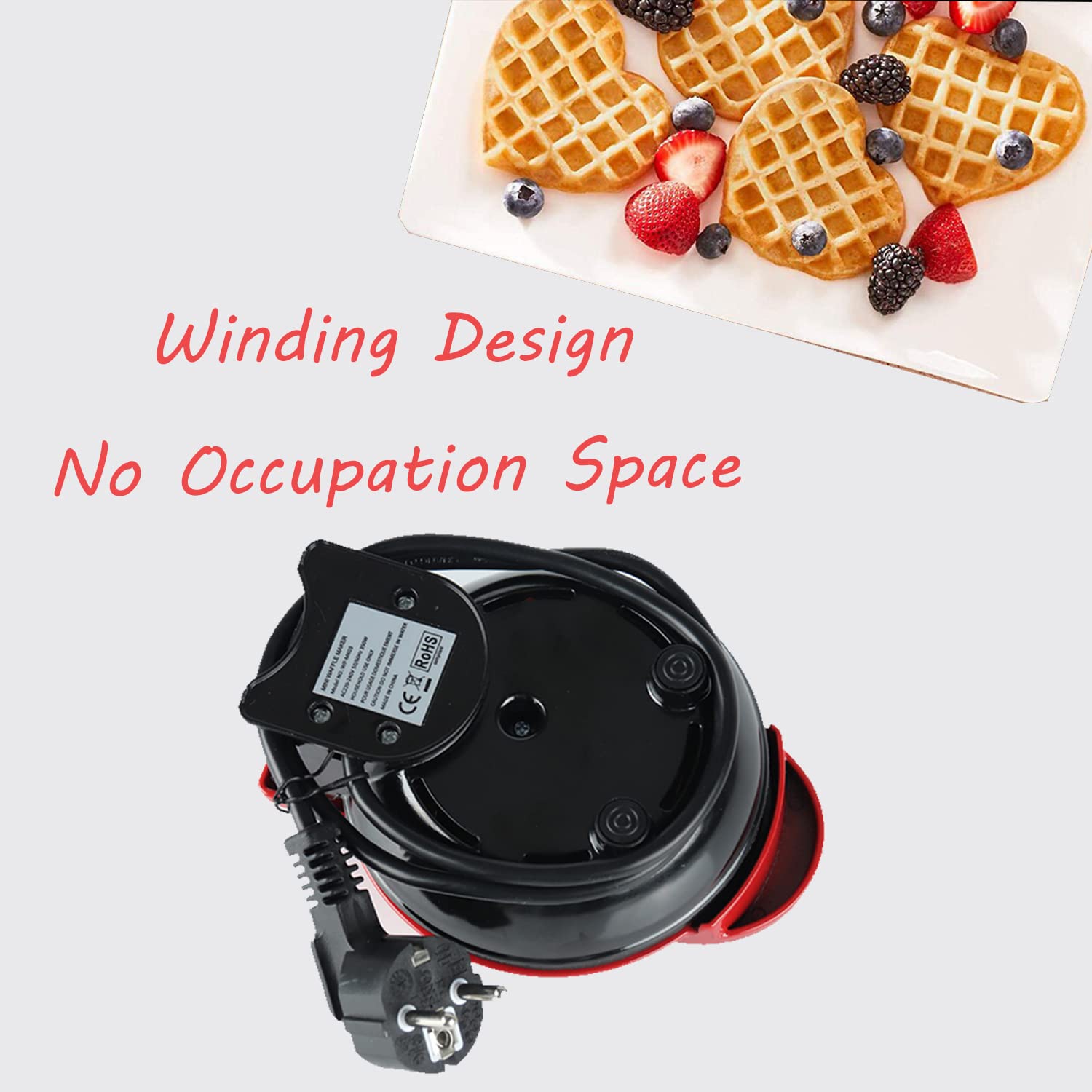 Mini Waffle Maker with Non-Stick Coating - 350W Heart-Shaped Waffle Iron for Kids, Perfect for Birthday Parties, Easter Breakfast & Family Gatherings