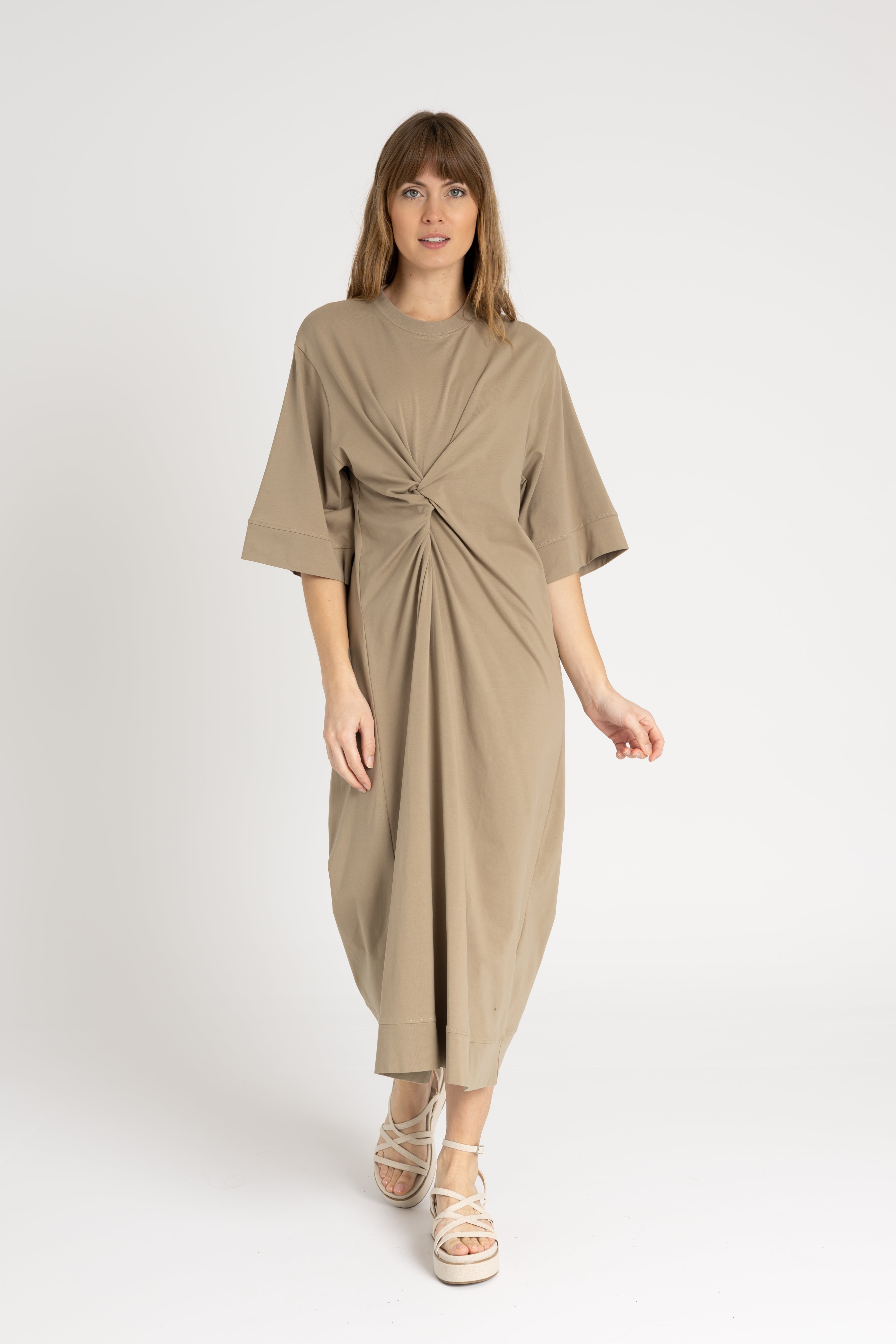 Olive Green Tie Knot Maxi Dress - Elegant Flowy Long Dress for Women, Perfect for Weddings, Parties & Special Occasions