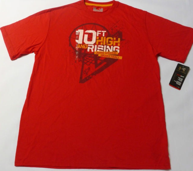 Under Armour HeatGear Short Sleeve Basketball Tee - Moisture Wicking & Breathable Performance Shirt for Men - Ideal for Training, Games & Outdoor Sports - Red