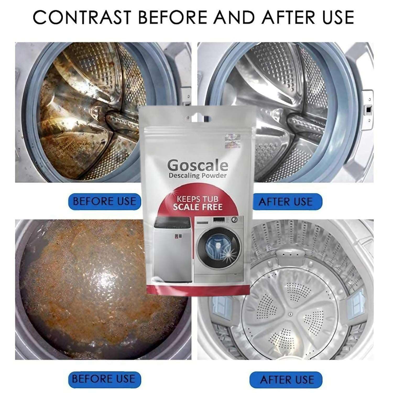 LG Washing Machine Descaler Powder - Compatible with Front Load & Top Load Models, 100g Descaling Cleaner for Drum & Tub (Pack of 2) - Removes Limescale, Odors & Residue for Fresh Laundry