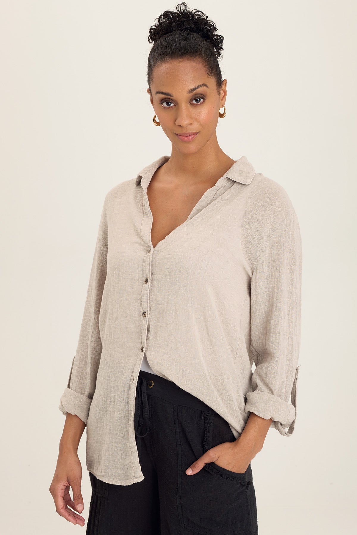 Stylish Porter Blouse with Ripple Pigment Design - Trendy Women's Fashion Top for Casual Wear & Office Outfits