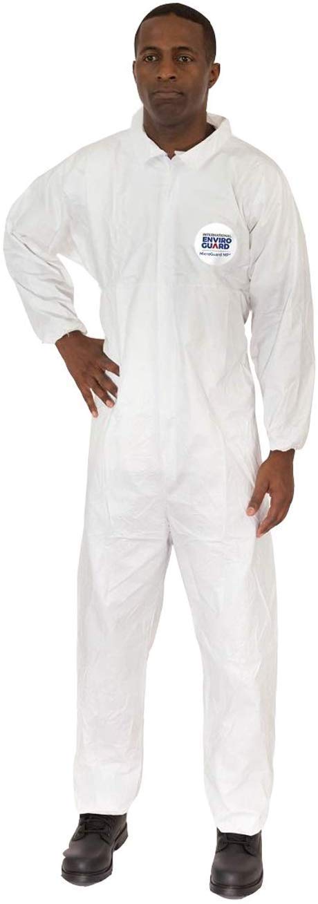 Disposable White Microporous Protective Suit with Elastic Sleeves - Case of 25 | Particulate & Splash Protection for Medical, Industrial & Laboratory Use