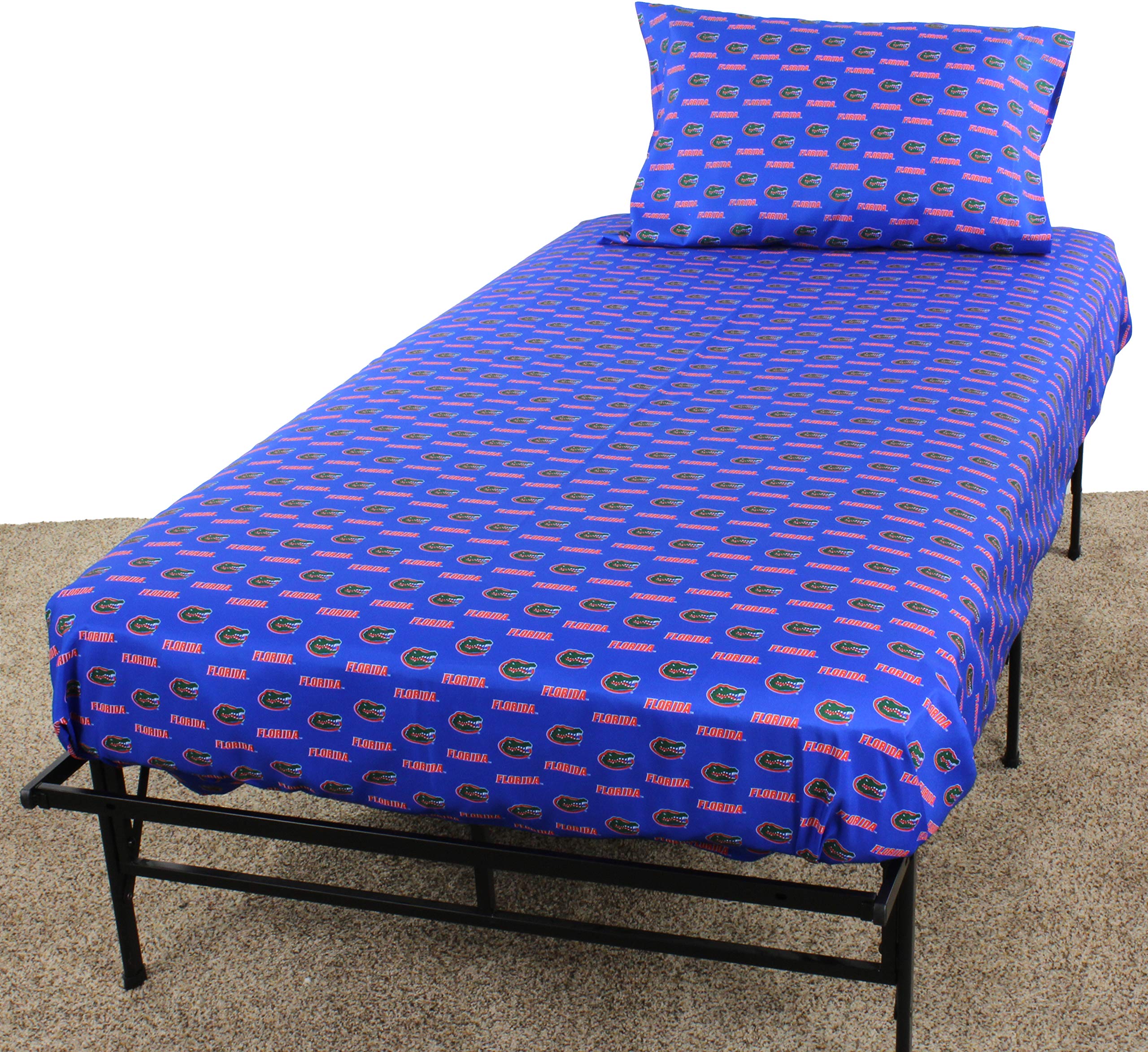 Florida Gators Queen 4-Piece Sheet Set - Team Color, 1 Flat Sheet, 1 Fitted Sheet, 2 Pillowcases - Ultra Soft & Breathable College Bedding for Dorms, Home Decor, Gameday & Fan Gifts