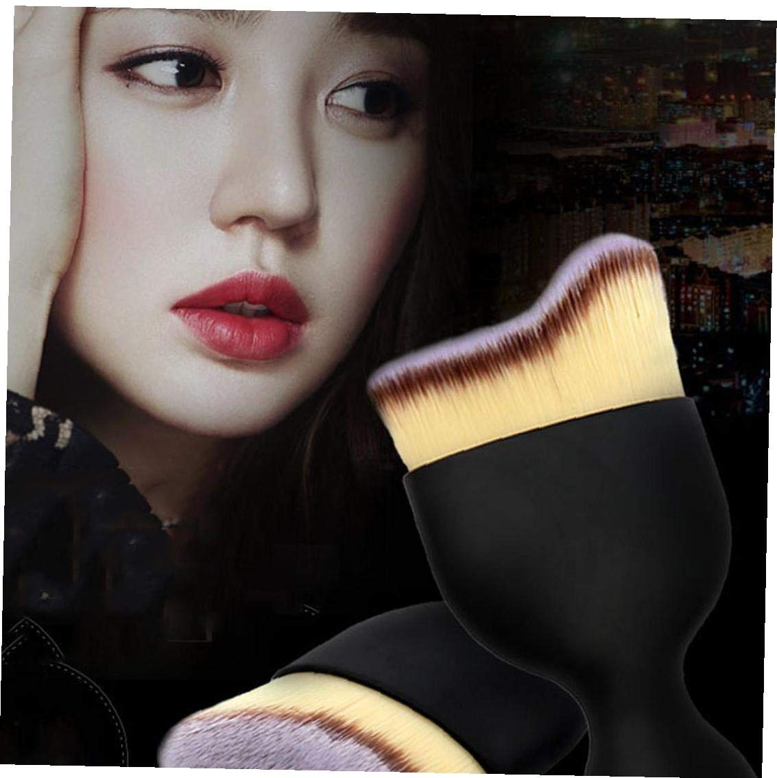Professional 3D Wavy Cosmetic Brush Set - Foundation Makeup Brush for Liquid, Cream & Powder - Face Blending Brush with Ergonomic Plastic Handle (Black) - Perfect for Daily Makeup, Contouring & Professional Makeup Application