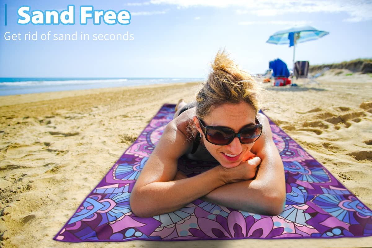 Haleey 2 Pack Microfiber Lightweight Beach Towel 180x80cm - Oversized Extra Large, Quick Dry, Sand Free - Perfect for Travel, Swimming, Pool, Yoga, Gym, Camping - Ideal Beach Accessories for Adults, Women & Men - Great Vacation Gift for Summer Outdoor Activities