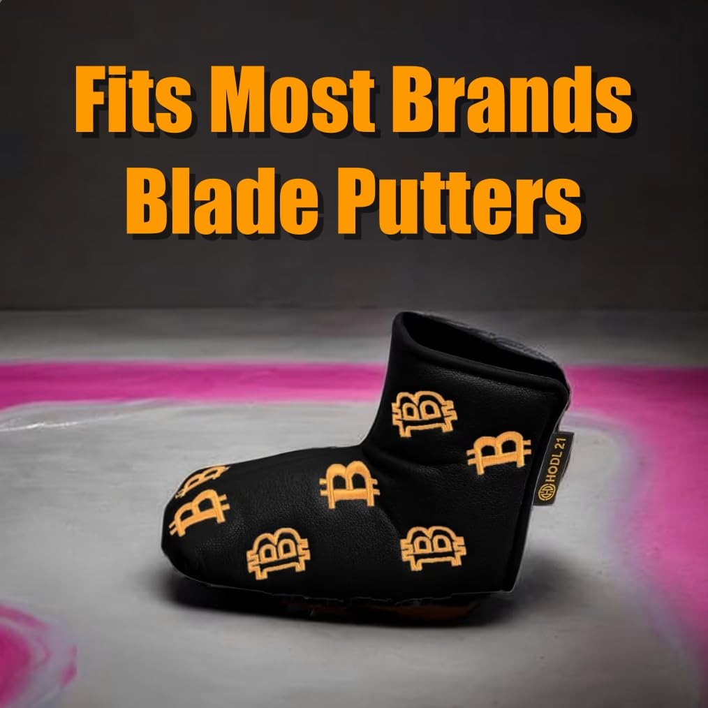 Bitcoin Golf Putter Cover for Blade Putters - Premium Golf Club Headcover for Protection - HODL 21 Golf Accessories (Black) - Perfect for Crypto Enthusiasts & Golf Lovers on the Course