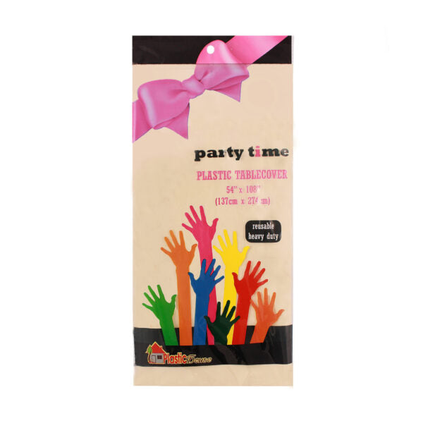 54x108 Inch Ivory Plastic Table Cover for Parties, Picnics & Events - Waterproof & Disposable - Perfect for Indoor & Outdoor Use