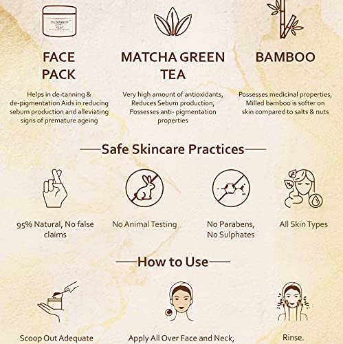 Bhu Botanicals Skin Brightening Face Pack with Matcha Green Tea & Bamboo Extract - 50g | Natural Glow Booster for Dull Skin, Dark Spots & Uneven Tone | Perfect for Daily Skincare Routine & Spa Day