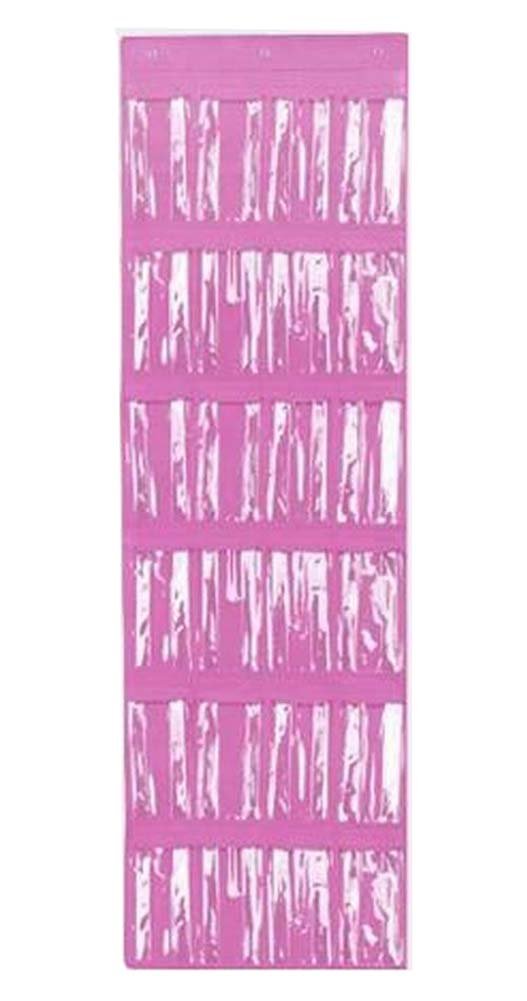Black Temptation 24-Pocket Over The Door Shoe Organizer - Hanging Storage Bag for Shoes & Accessories (Pink) | Space-Saving Closet & Entryway Organization Solution