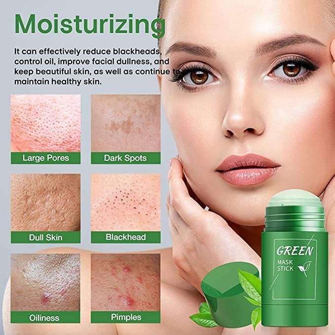 SELLZIE Green Tea Purifying Clay Stick Mask - Oil Control & Anti-Acne Treatment for Face - Eggplant Solid Fine Cleansing Mud Mask - Portable Facial Detox for Blackheads & Pores (40g) | Perfect for Travel, Gym & Daily Skincare Routine