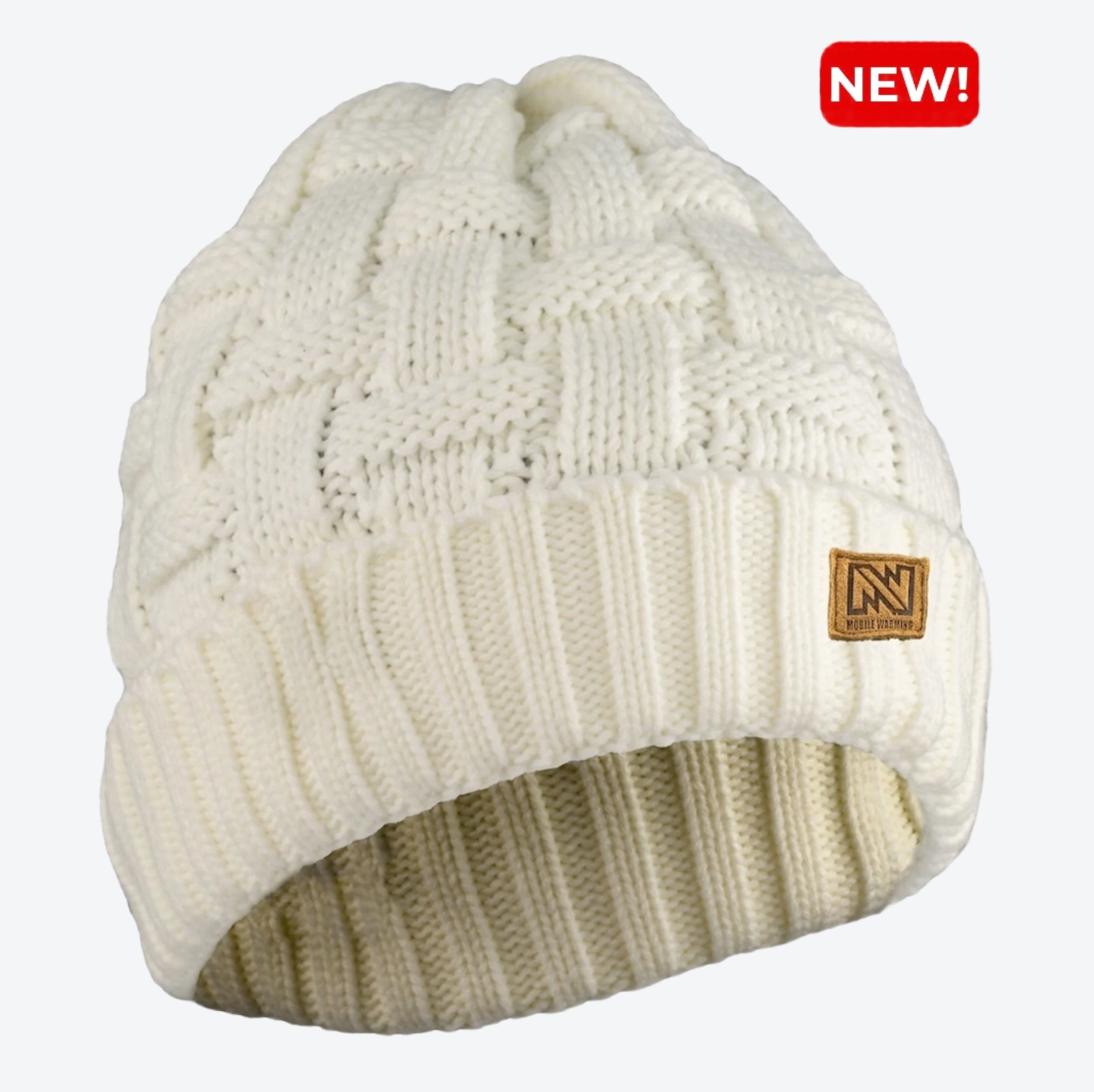 Cozy Heated Cable Knit Beanie for Men & Women - Winter Electric Warm Hat with USB Charging - Perfect for Skiing, Hiking & Outdoor Activities