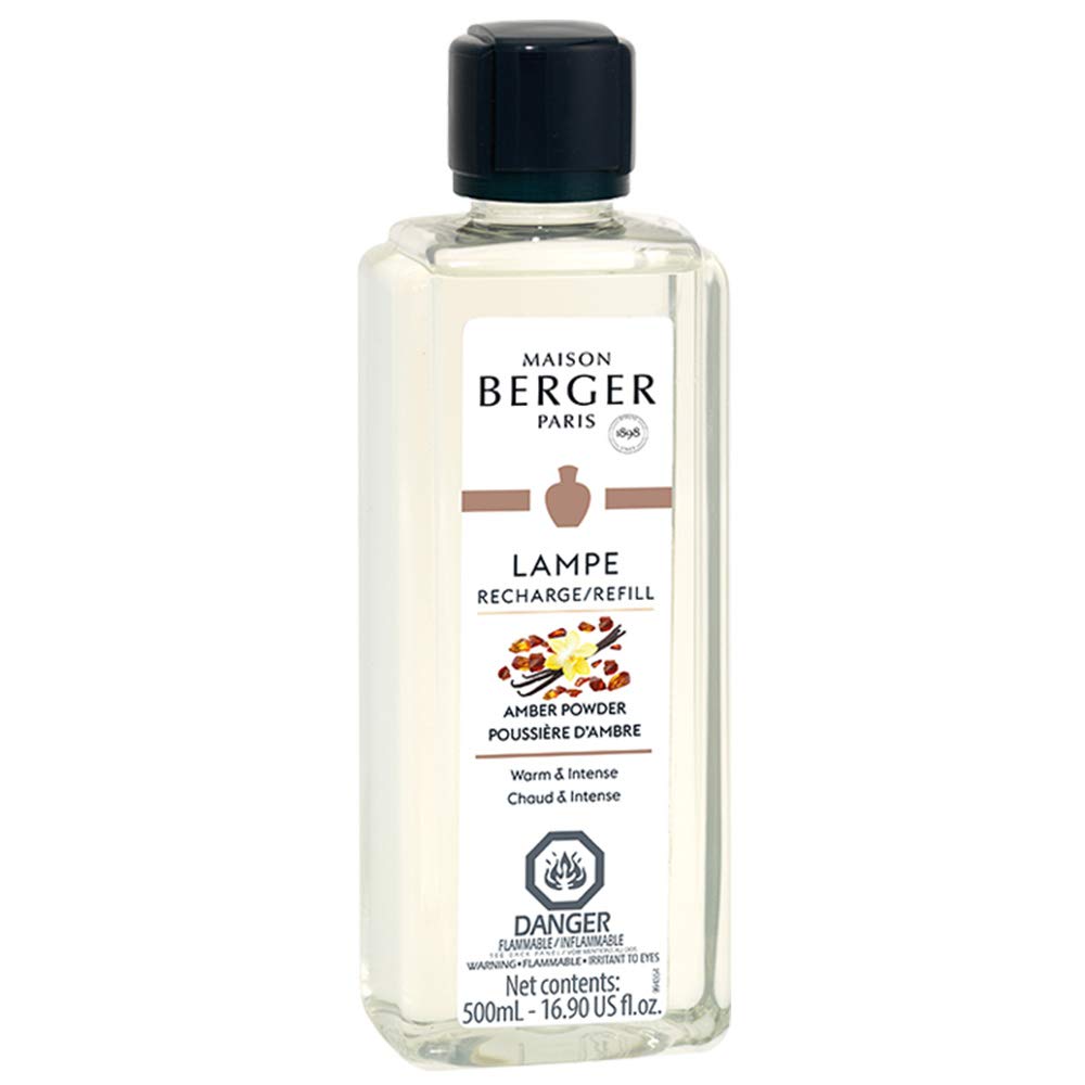 MAISON BERGER Amber Powder Fragrance Refill - 16.9 fl oz (500ml) for Lampe Berger Home Oil Diffusers - Long-Lasting Air Freshener for Living Room, Bedroom & Office - Aromatic Home Decor & Relaxation Scent