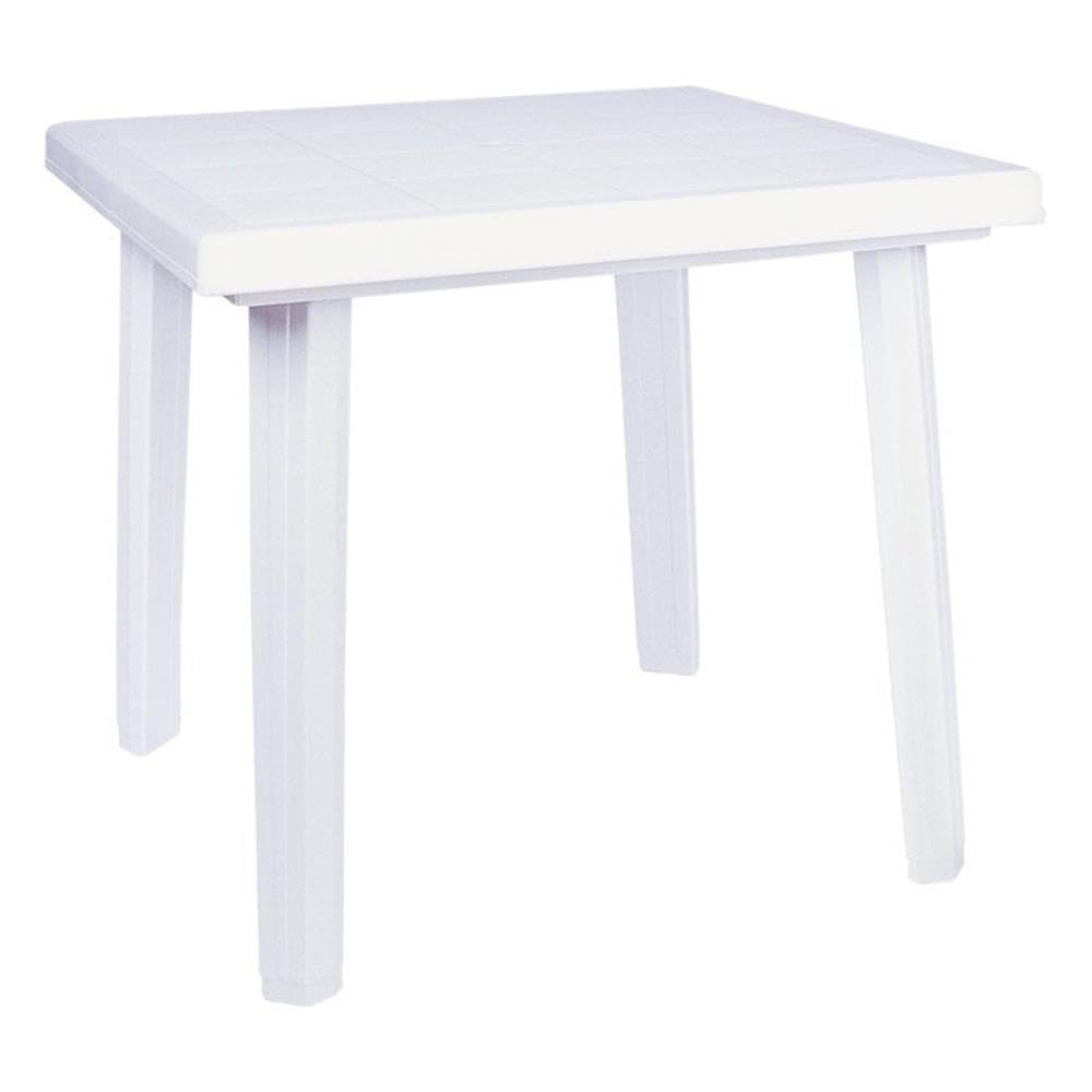 Compamia Cuadra 31 Inch Square White Resin Outdoor Dining Table - Heavy Duty Commercial Grade for Restaurants, Hotels & Patio Decor