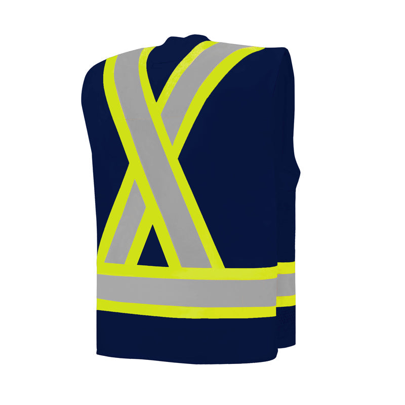 Ground Force Hi Vis Deluxe Surveyor Vest TV20 - High Visibility Safety Vest for Construction, Surveying & Road Work - ANSI Compliant Reflective Work Vest for Day & Night Use