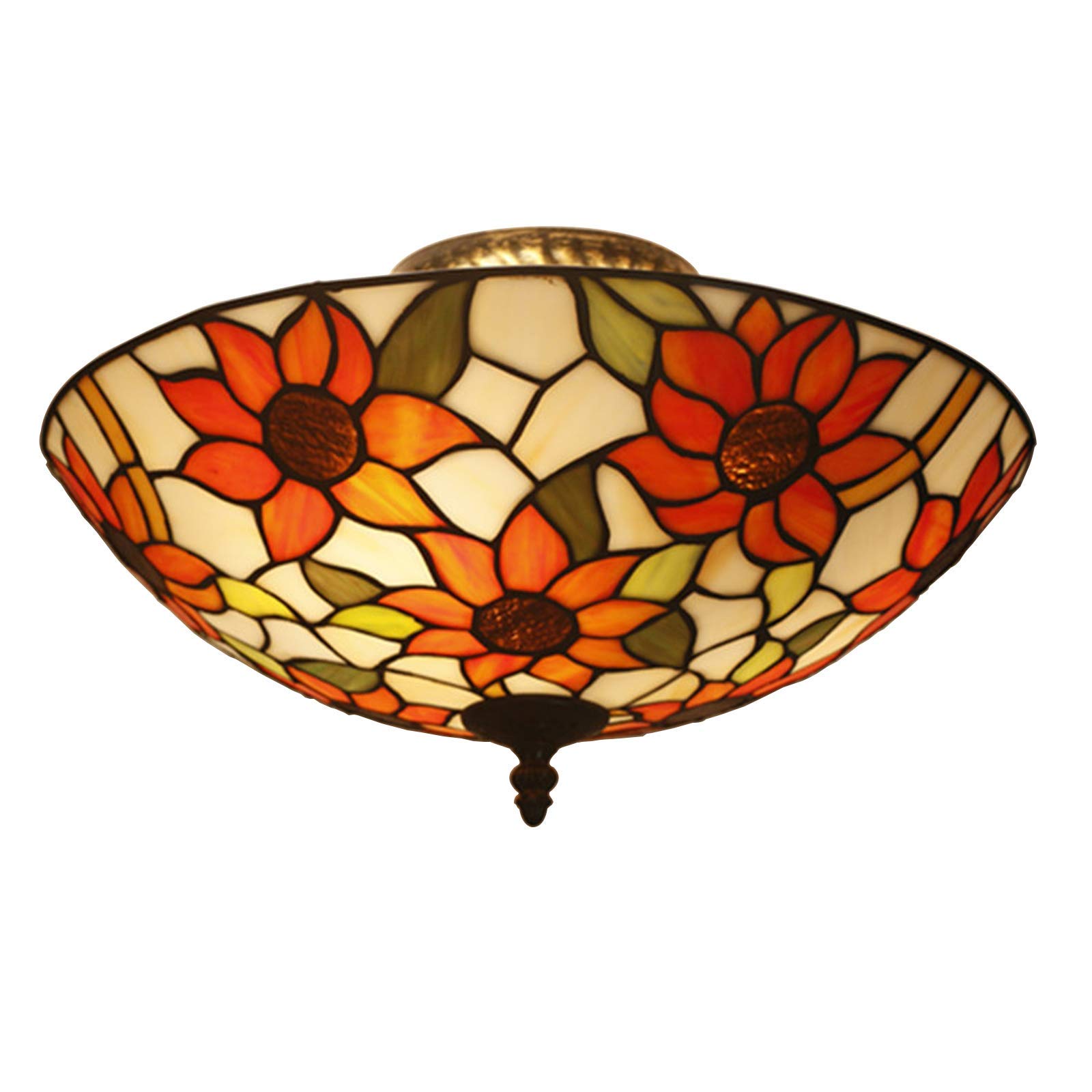 DALUXE Tiffany Style Ceiling Lights - 16 Inch Colorful Stained Glass Lampshade with Handcrafted Welding for Living Room, Bedroom & Dining Room Decor | Vintage Home Lighting Fixture for Cozy Ambiance