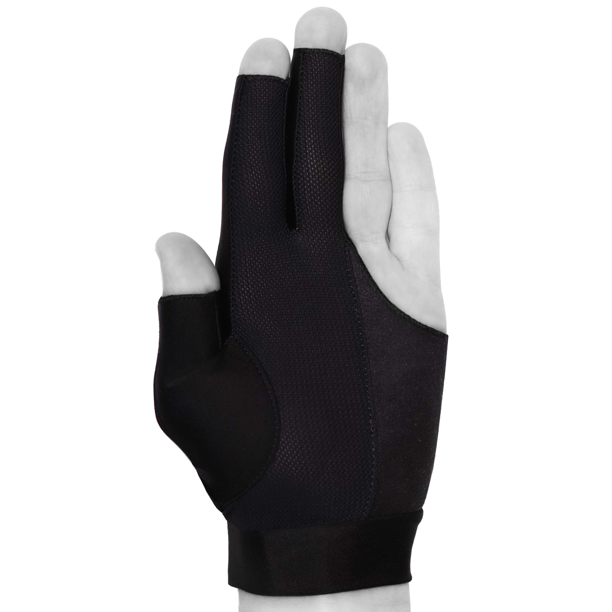 Tiger Products Left Hand Billiard Glove - Black Pool Cue Glove for Precision Shots & Smooth Play - Perfect for Professional & Casual Players