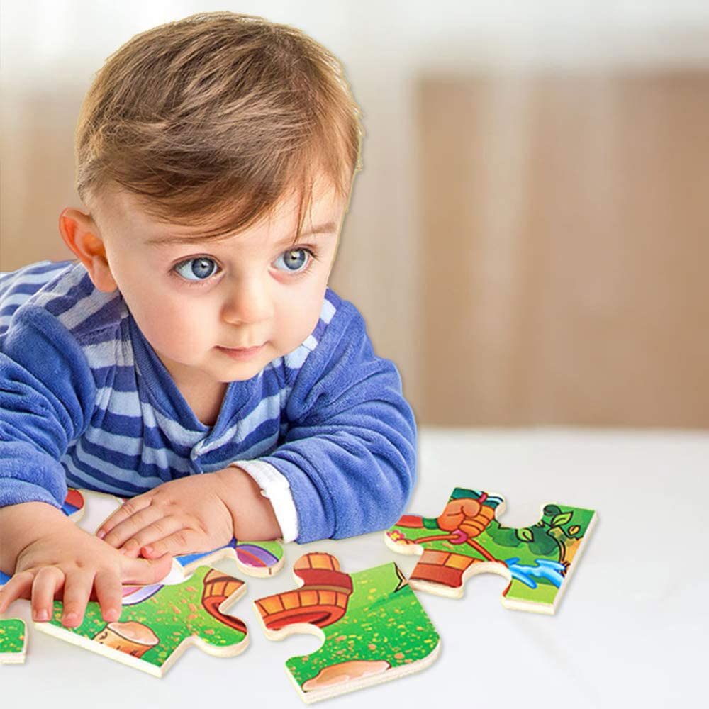 Wooden Puzzles for Kids Ages 3-5 - 6 Pack Colorful 20-Piece Learning Toys for Boys & Girls with Animals, Vehicles & Nature Themes | Brain Development & Early Education | Perfect for Preschool Playtime & Family Game Night