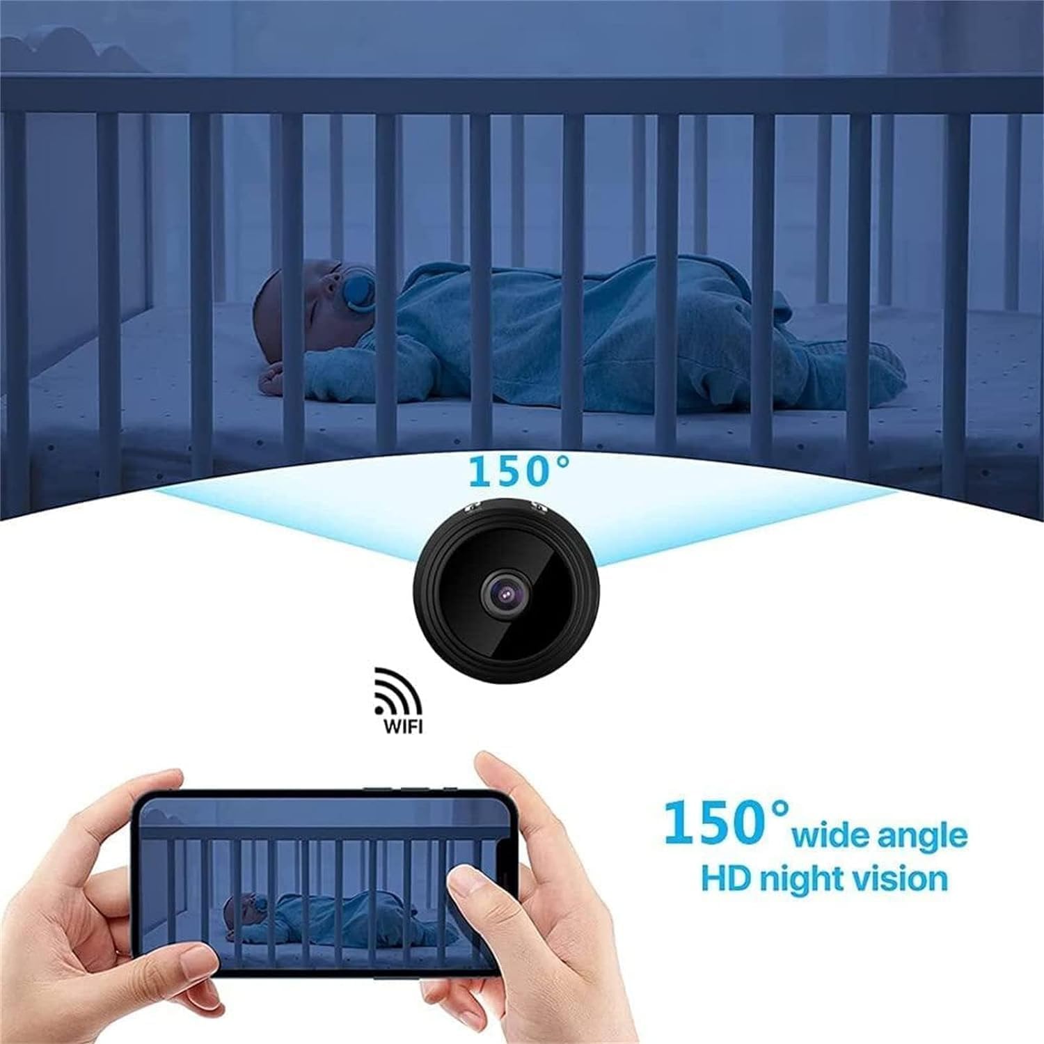 SpyFocus Magnetic Mini Security Camera with Night Vision & Motion Detection - 2 Pack, Wireless Outdoor/Indoor Covert Spy Cam, App Control for Home, Office & Surveillance - Ideal for Baby Monitoring, Pet Watching & Property Security