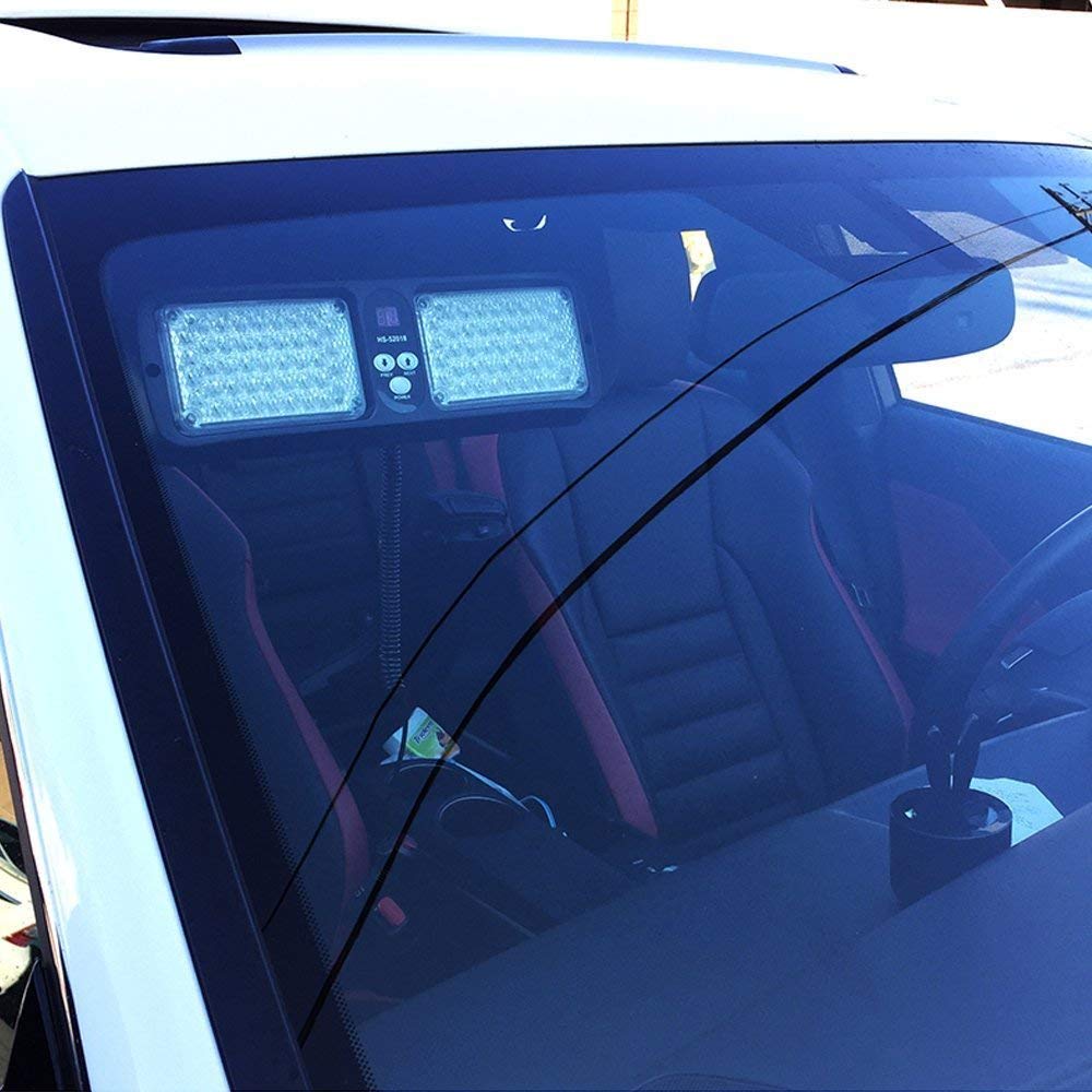 HEHEMM 86 LED 12V Automotive Emergency Strobe Lights - Flashing Hazard Warning Light with 12 Modes for Sun Visor, Fits Trucks, Boats & Cars (Blue) | Perfect for Roadside Emergencies, Construction Zones & Marine Safety