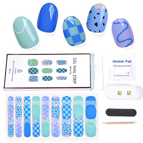 KING HORSE Semi-Cured Gel Nail Strips with UV/LED Nail Lamp - 36 Count DIY Nail Polish Strips Kit | Waterproof, Long-Lasting Nail Wraps for Women | Perfect for Home Manicures, Parties & Special Occasions