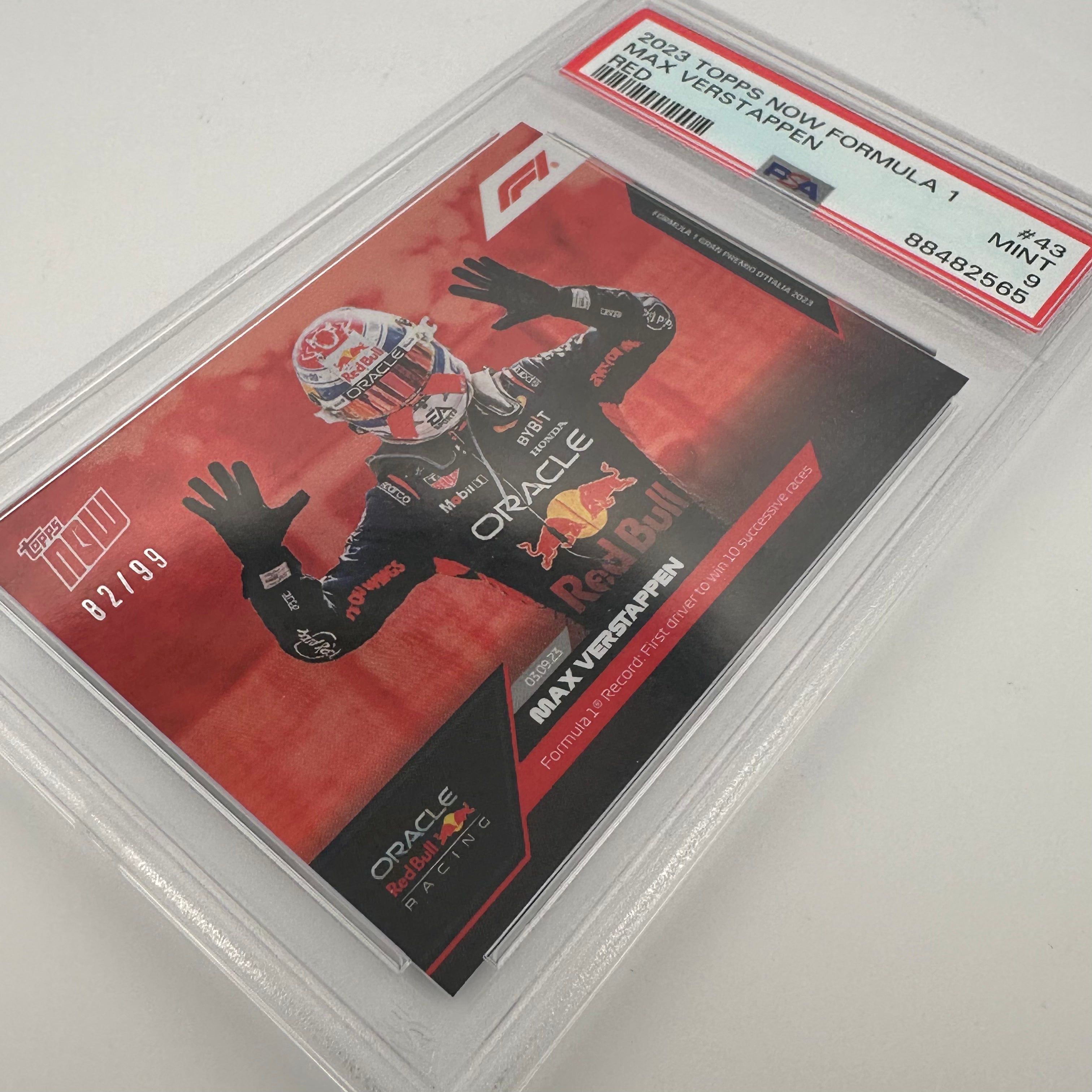2023 Topps Now Max Verstappen #43 Red PSA 9 82/99 - Rare Racing Collectible for F1 Fans & Sports Memorabilia Enthusiasts