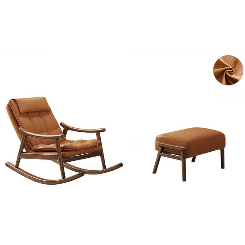 Ergonomic Wood Rocking Chair with Ottoman - Comfortable Couch for Living Room, Nursery & Porch - Perfect for Relaxing, Nursing & Reading