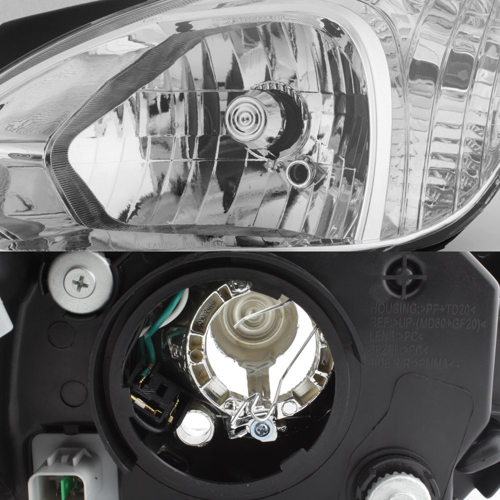 AKKON Chrome Housing Clear Lens Headlight Assembly Full Set for 2006-2011 Hyundai Accent - Upgrade Your Car Lighting for Night Driving & Enhanced Visibility