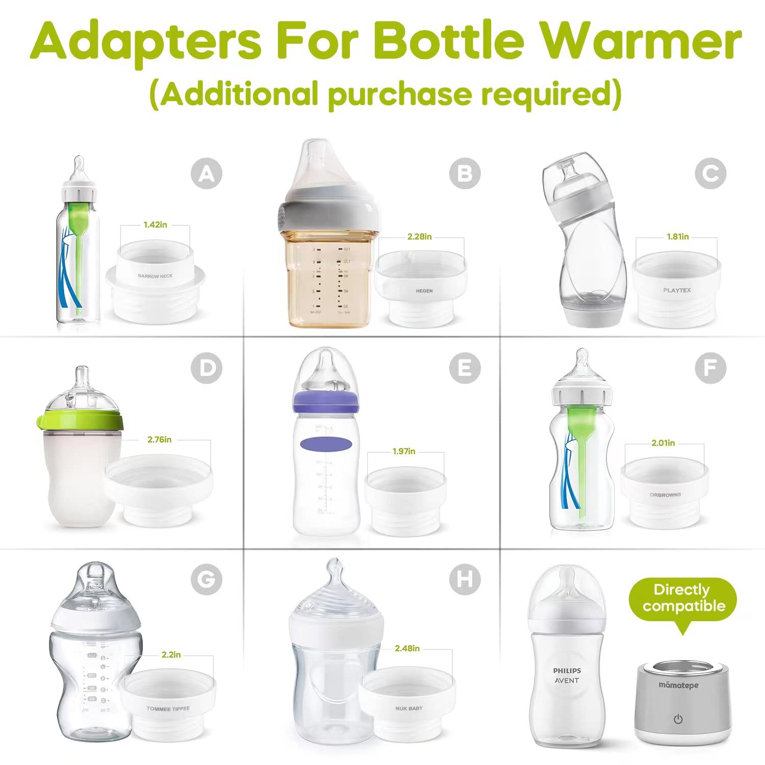 Mamatepe 2-in-1 Portable USB Rechargeable Baby Bottle Warmer for Travel - 4 Temperature Settings for Breastmilk, Formula & Water - Compact Milk Warmer for On-the-Go Parents (Perfect for Car, Stroller & Diaper Bag)