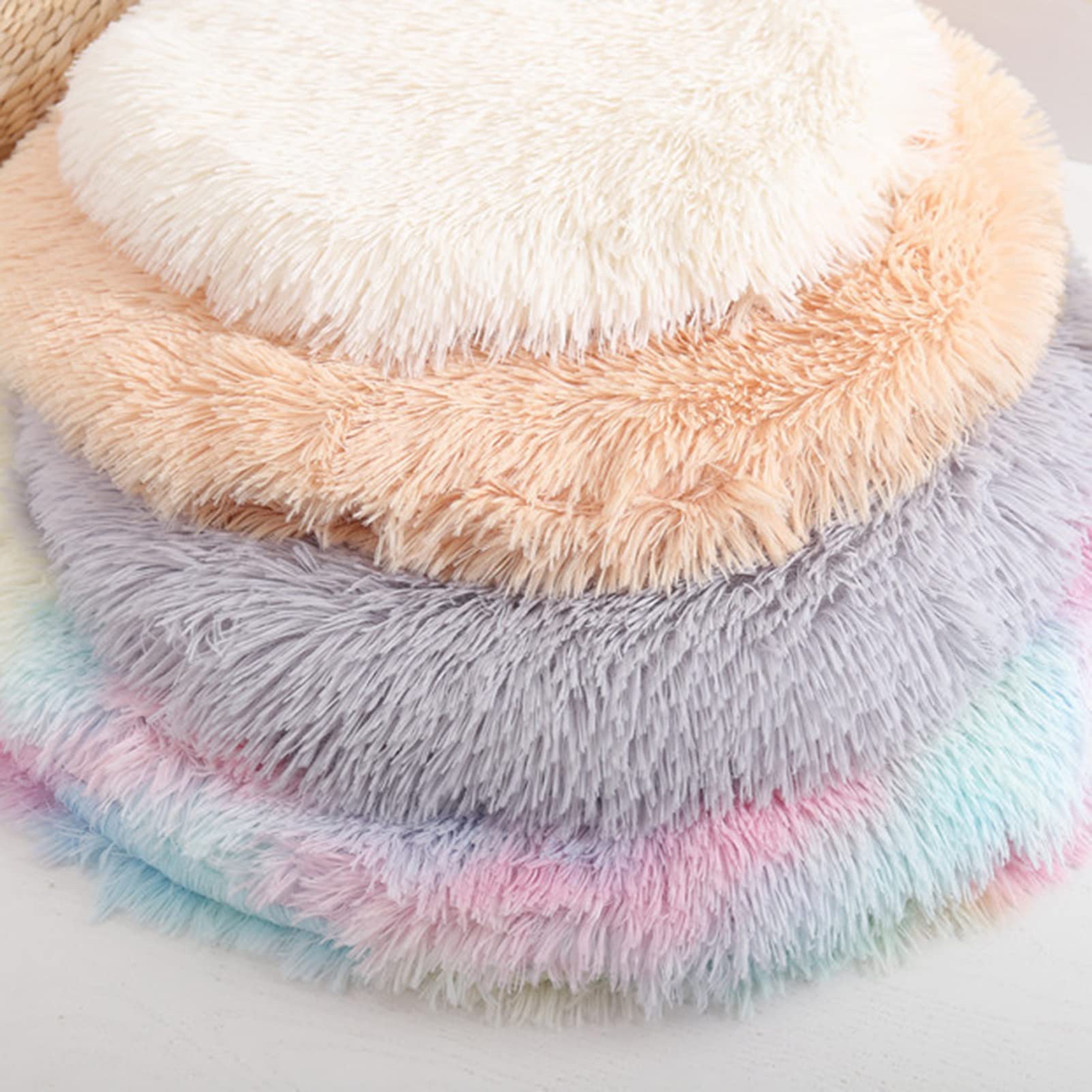 Soft Round Plush Cat Bed & Dog Bed for Small, Medium & Large Pets - Washable Fluffy Comfy Nest for Calming Anxiety - Dark Gray Pet Bed for Cozy Napping in Living Room or Bedroom