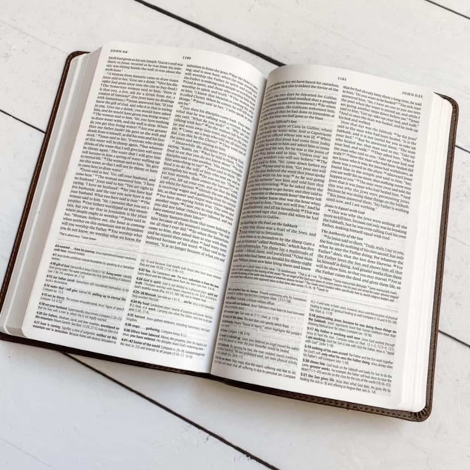 ESV Concise Study Bible - Brown Genuine Leather, Hand Lettered & Laser Engraved with Proverbs 28:1, Custom Name Personalization Available - Perfect Christian Gift for Baptism, Wedding, Birthday, Graduation - Ideal for Bible Study, Church Services & Spiritual Growth
