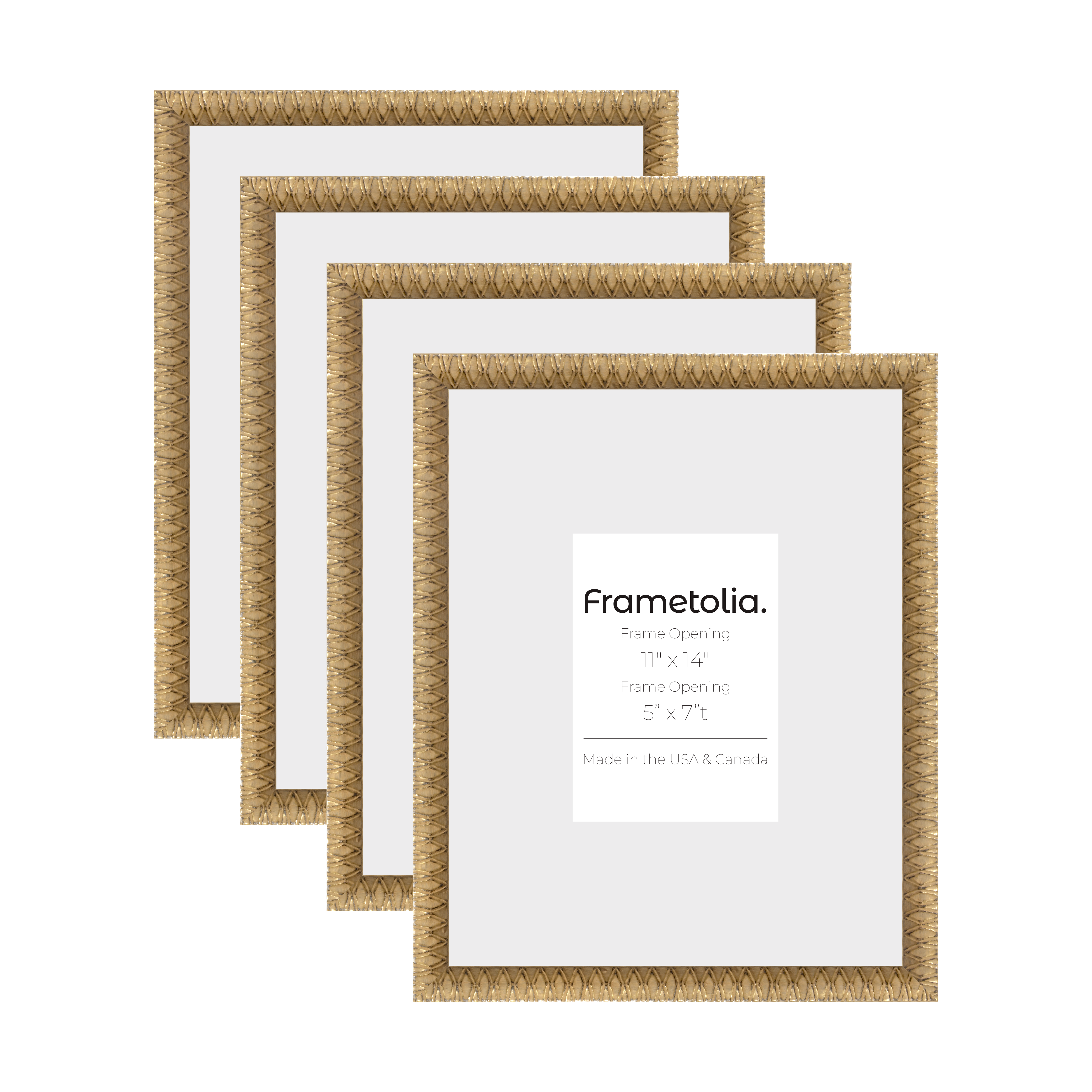 Art Deco Gold Wall Frames - Set of 4 (7/8 Inch Width) - Perfect for Living Room, Bedroom & Office Decor