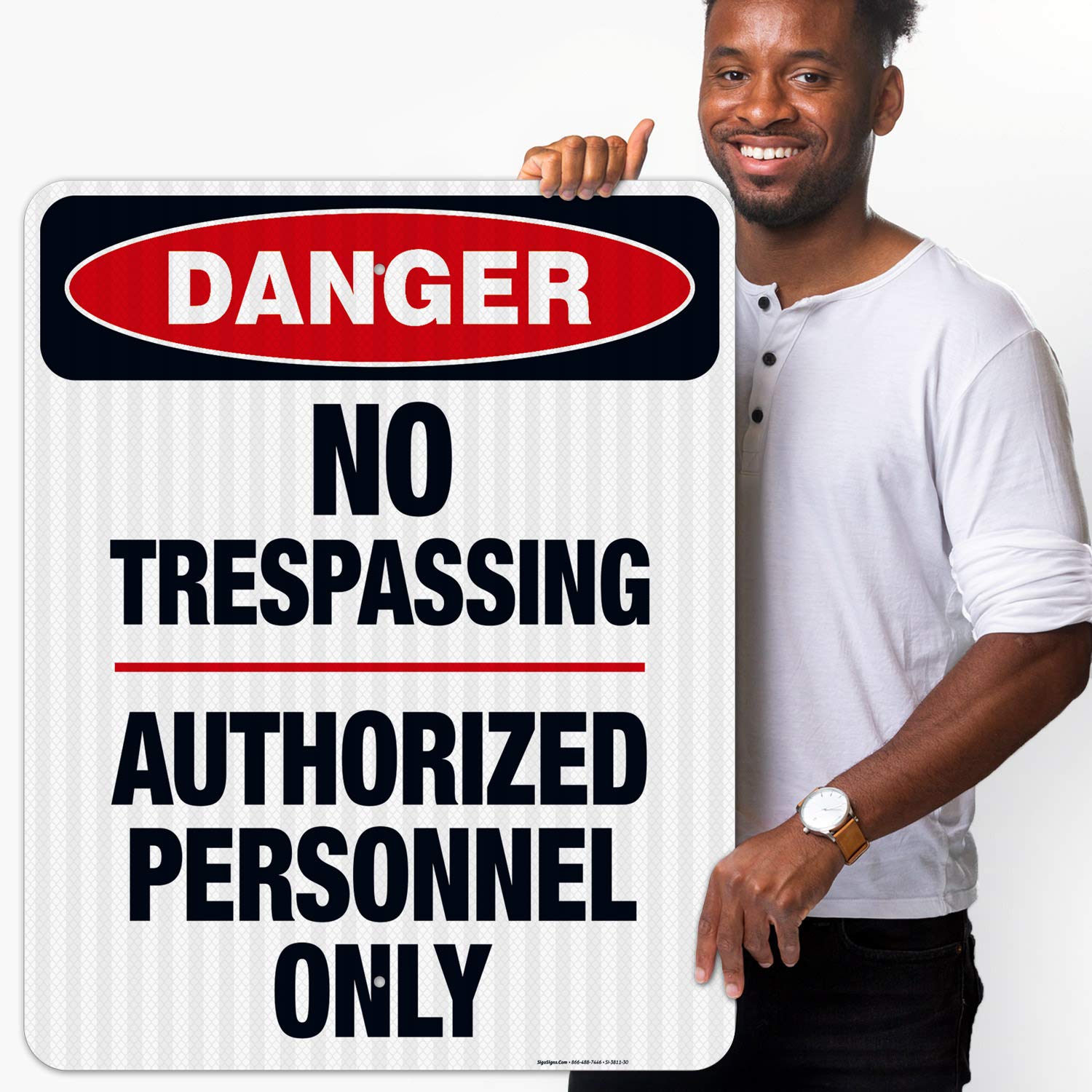 No Trespassing Authorized Personnel Only Sign - OSHA Danger Sign 24x30 Inches, 3M EGP Reflective .080 Aluminum, Fade Resistant - Indoor/Outdoor Safety Sign for Construction Sites, Warehouses & Private Property - Made in USA