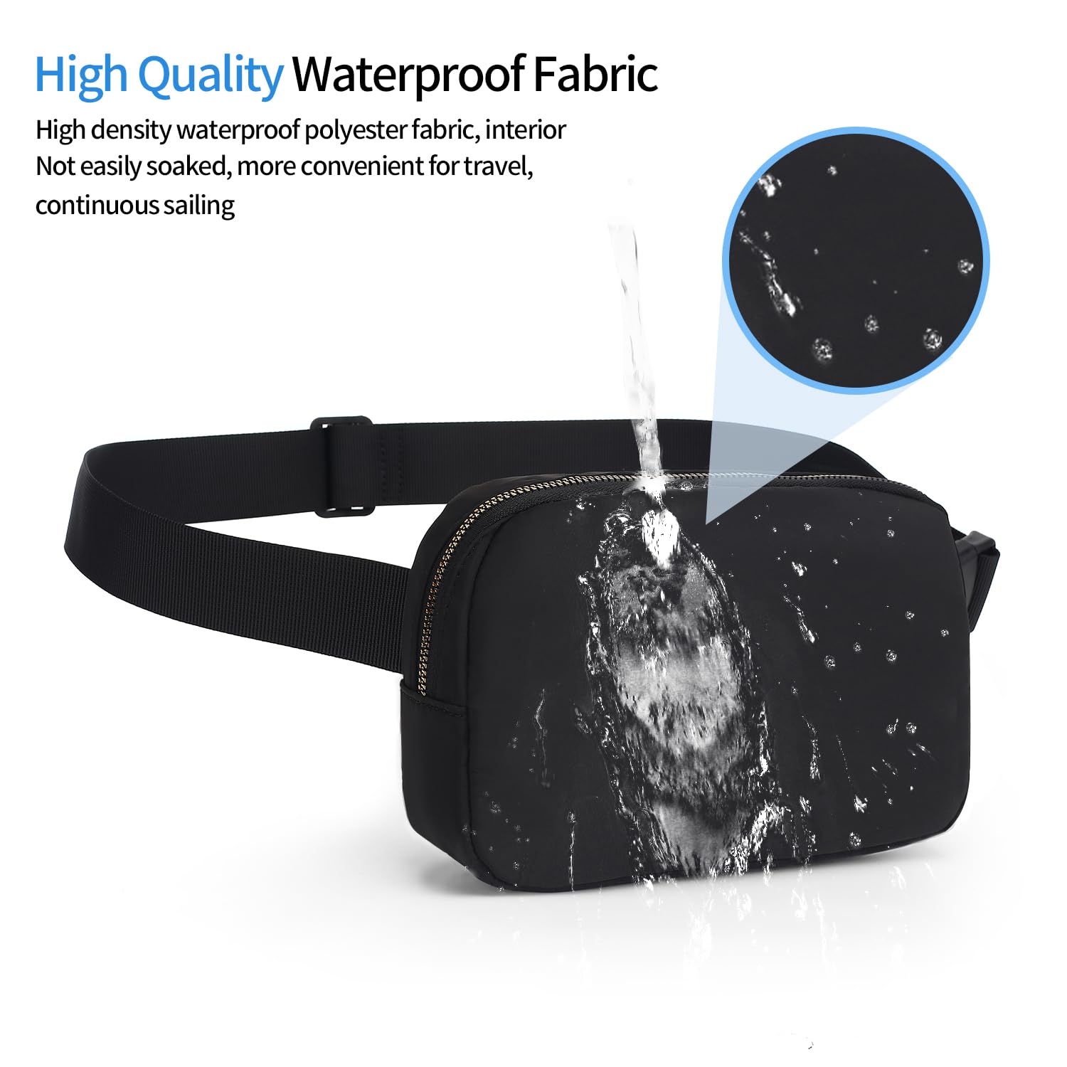 Waterproof Fanny Pack for Women & Kids - Adjustable Waist Bag, Mini Crossbody Belt Bag with Strap - Perfect for Running, Travel & Outdoor Activities (Black)